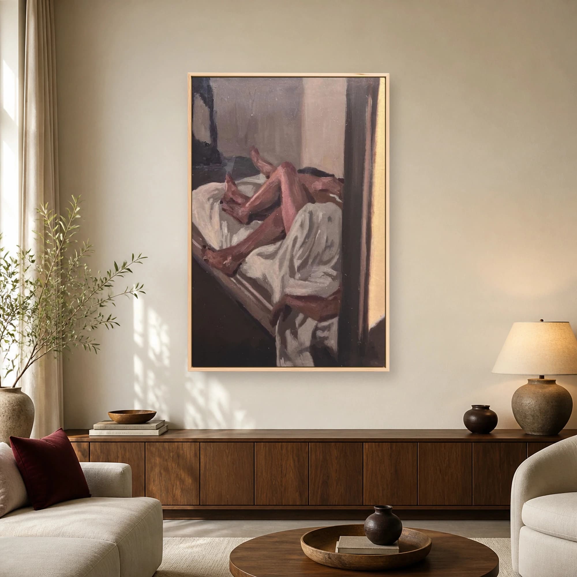Intimate Figures in Bed Expressive Oil Painting, view 2