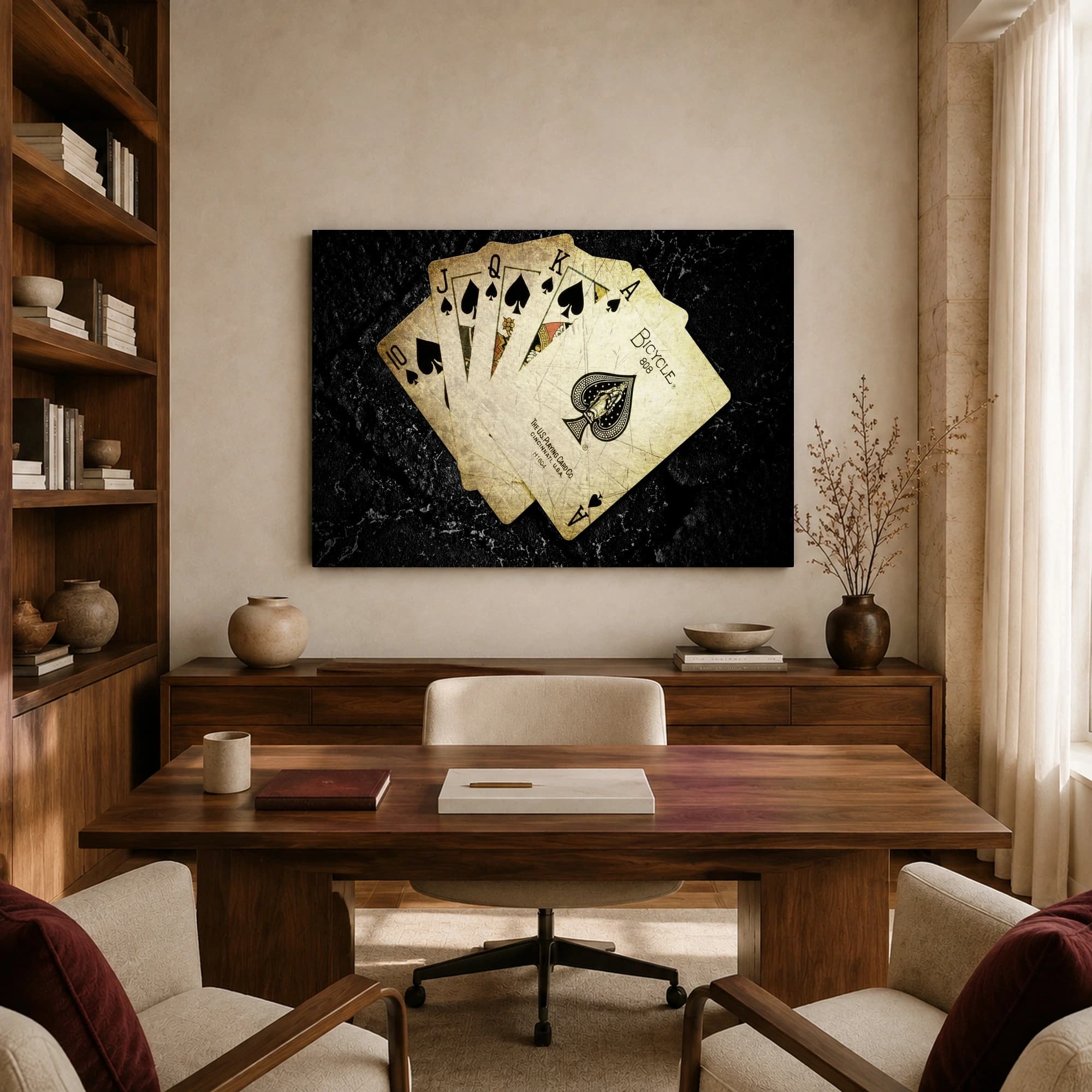 Vintage Royal Flush Spades Playing Cards Art, view 8