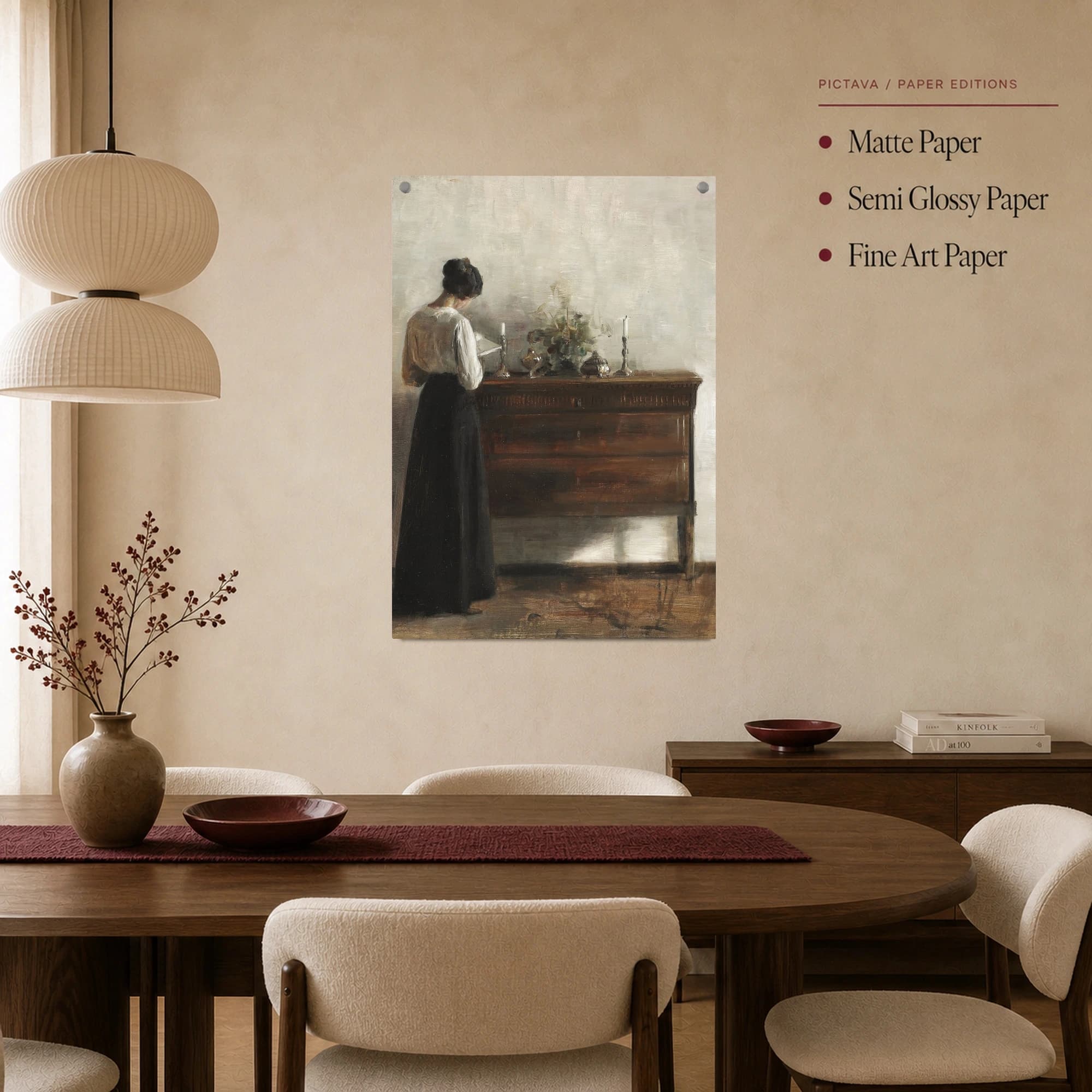 Woman Reading by a Dresser Fine Art Canvas Print, view 3