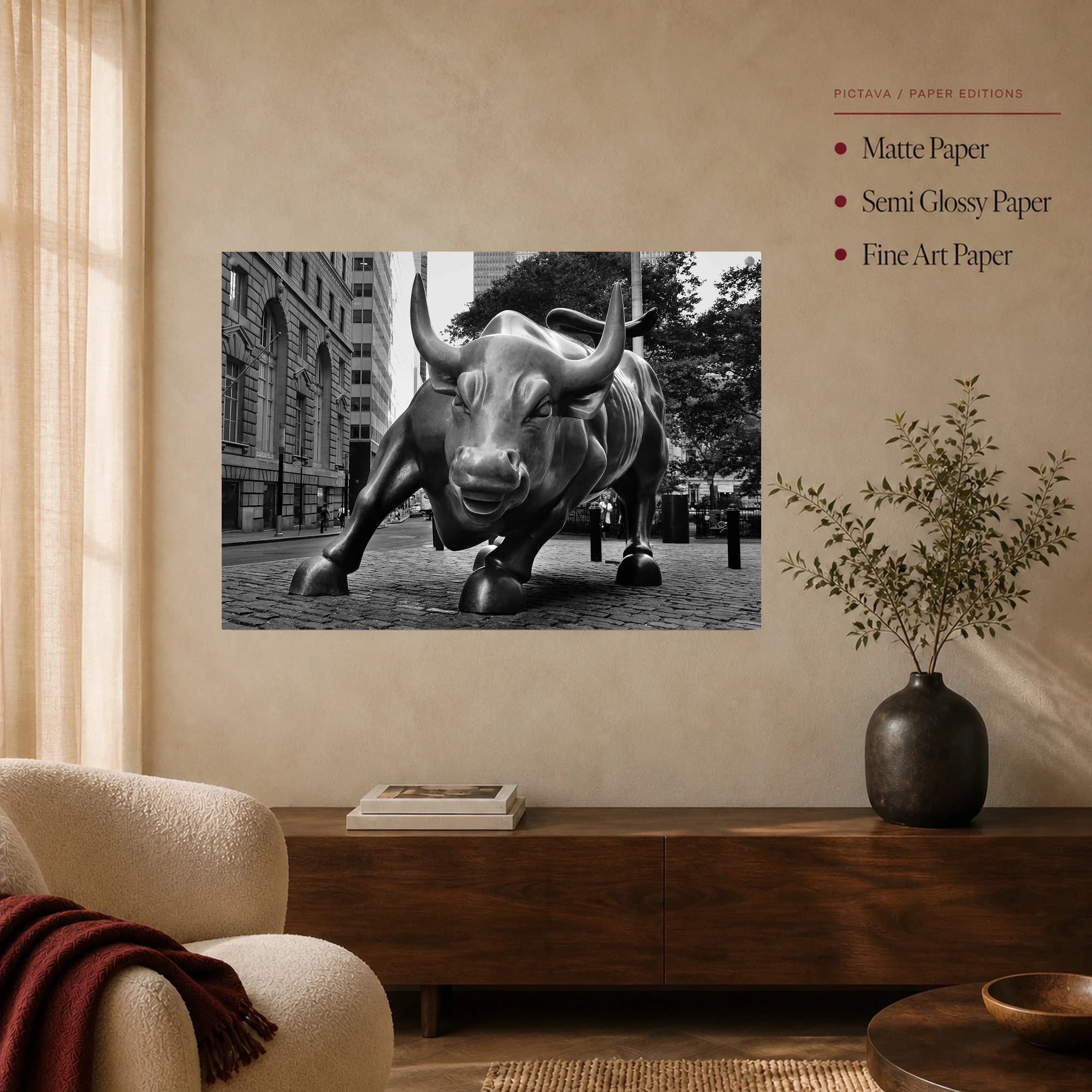 Charging Bull New York Black and White Fine Art Print, view 5