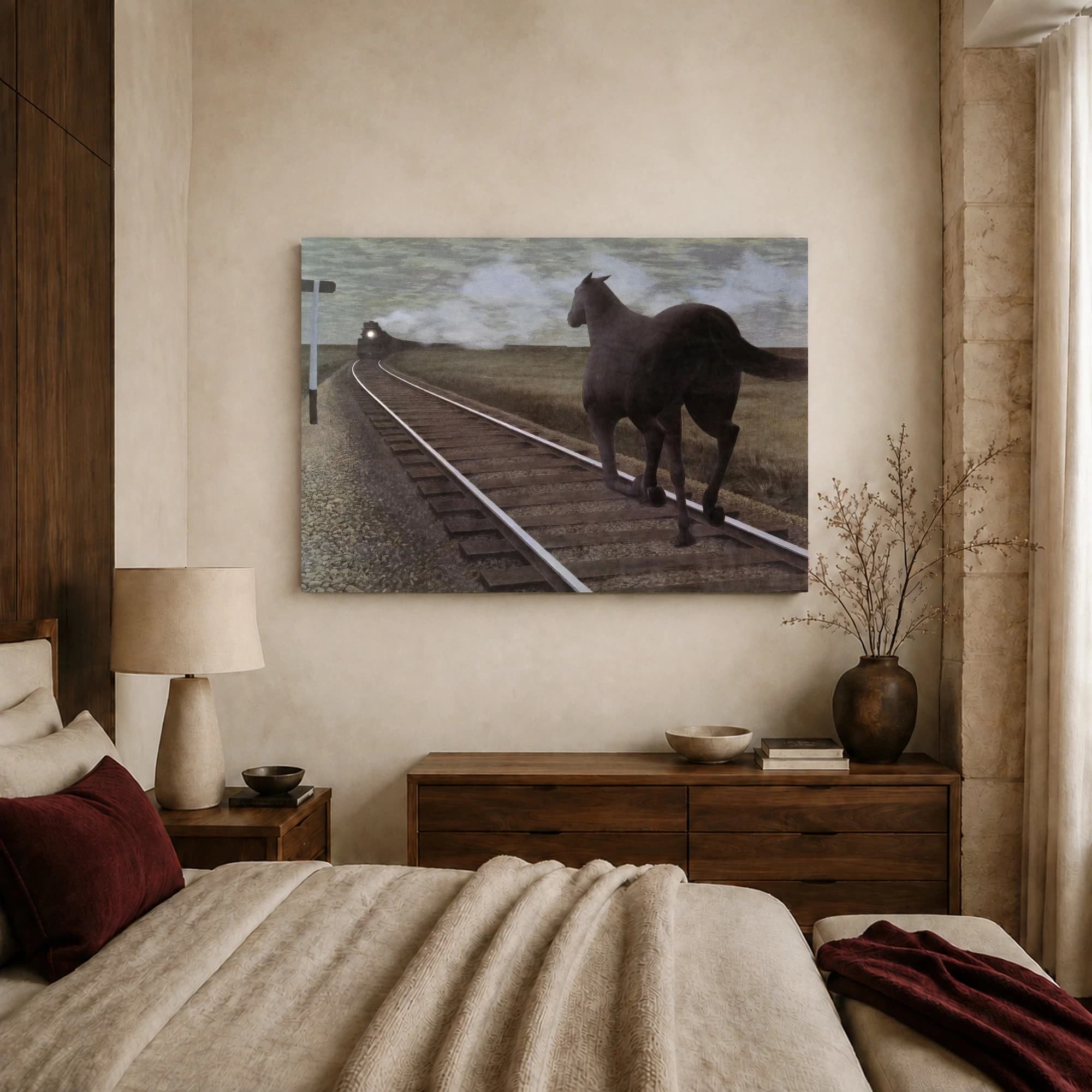 Surrealist Horse and Train Fine Art Canvas Print, view 8