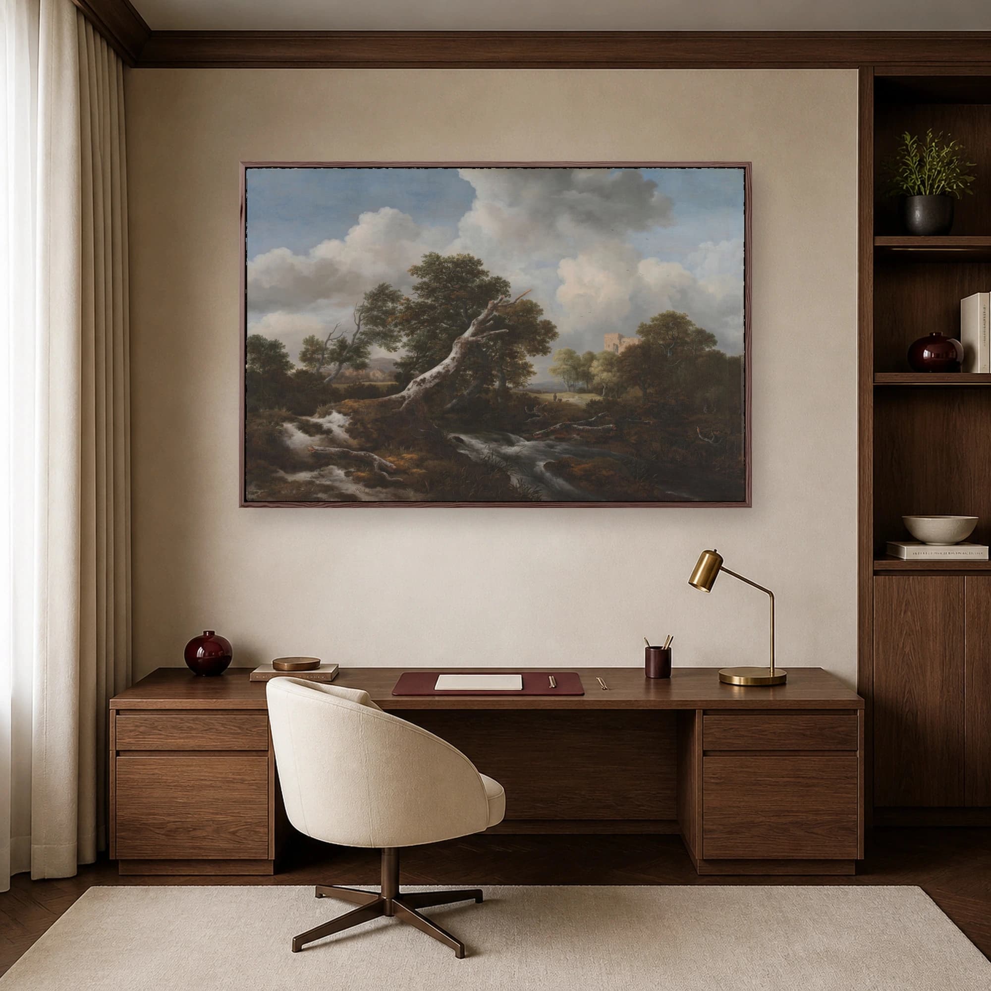 Classic Dutch Landscape Wall Art Print with River and Ruins, view 6