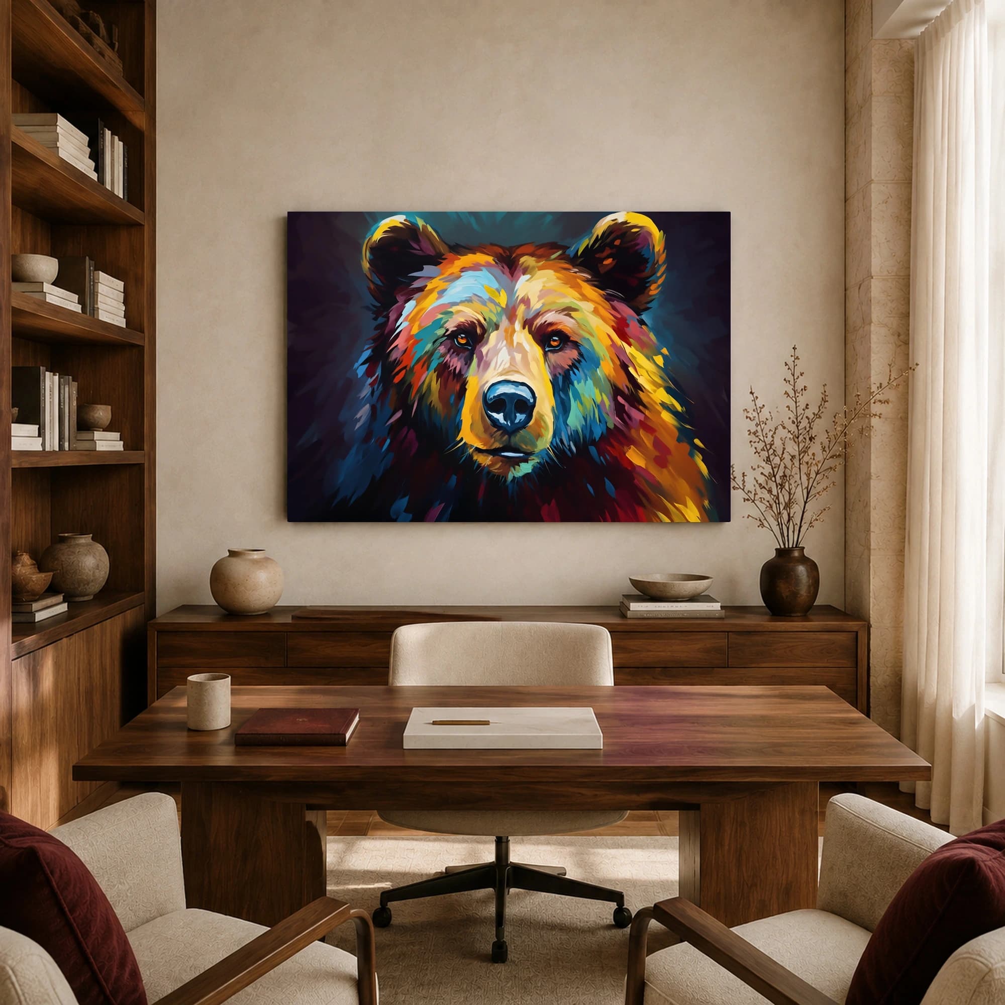 Prismatic Grizzly Bear Impasto Canvas Print, view 8