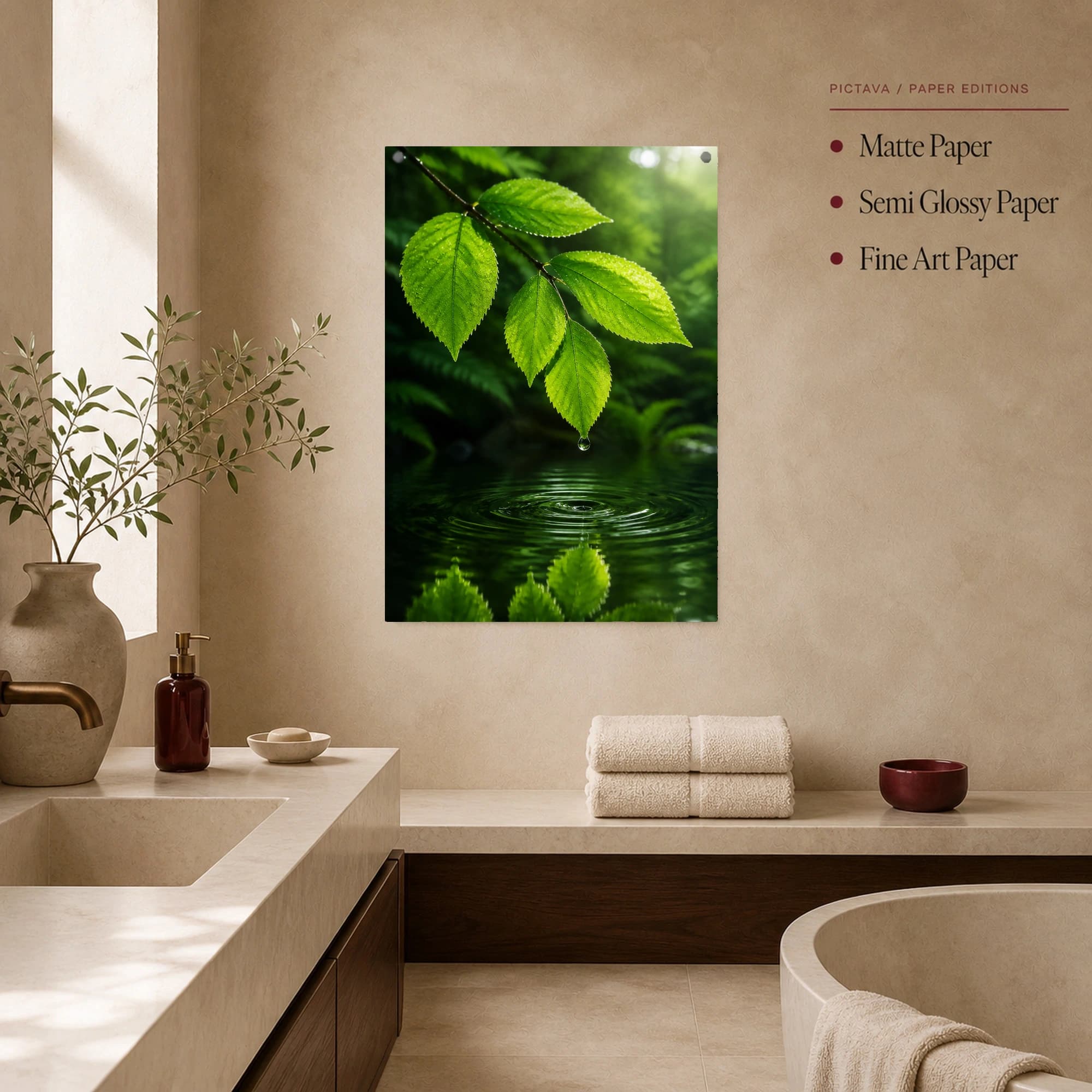 Emerald Droplet Botanical Nature Wall Art, view 2