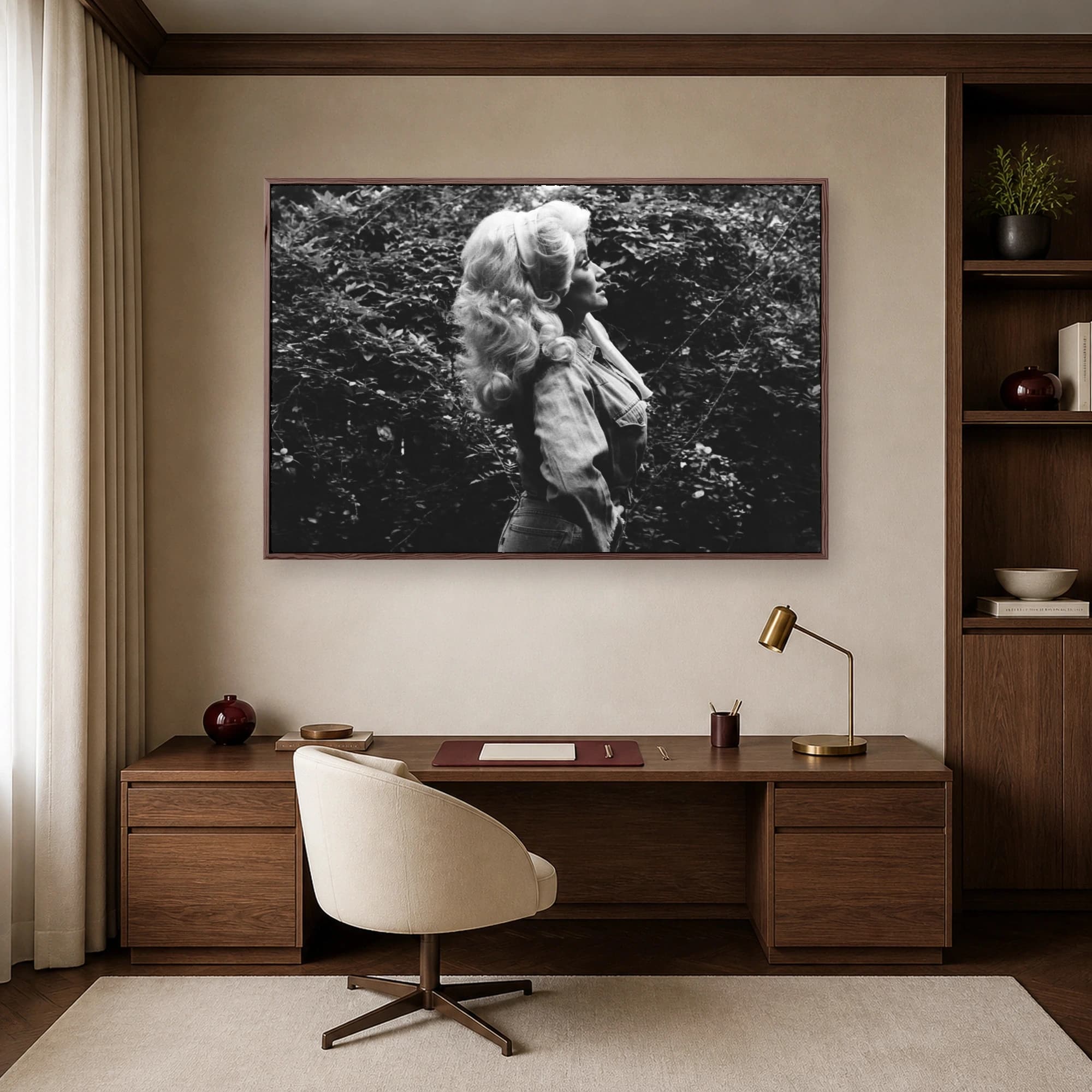 Dolly Parton Black and White Portrait Canvas Print, view 7