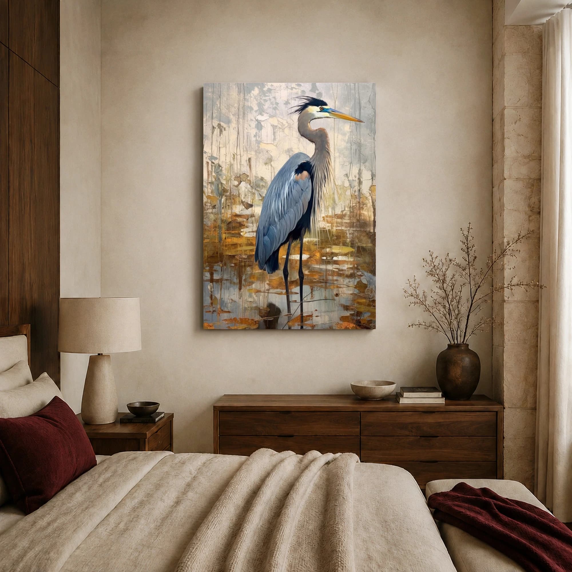 Majestic Blue Heron Wetland Fine Art Print, view 5