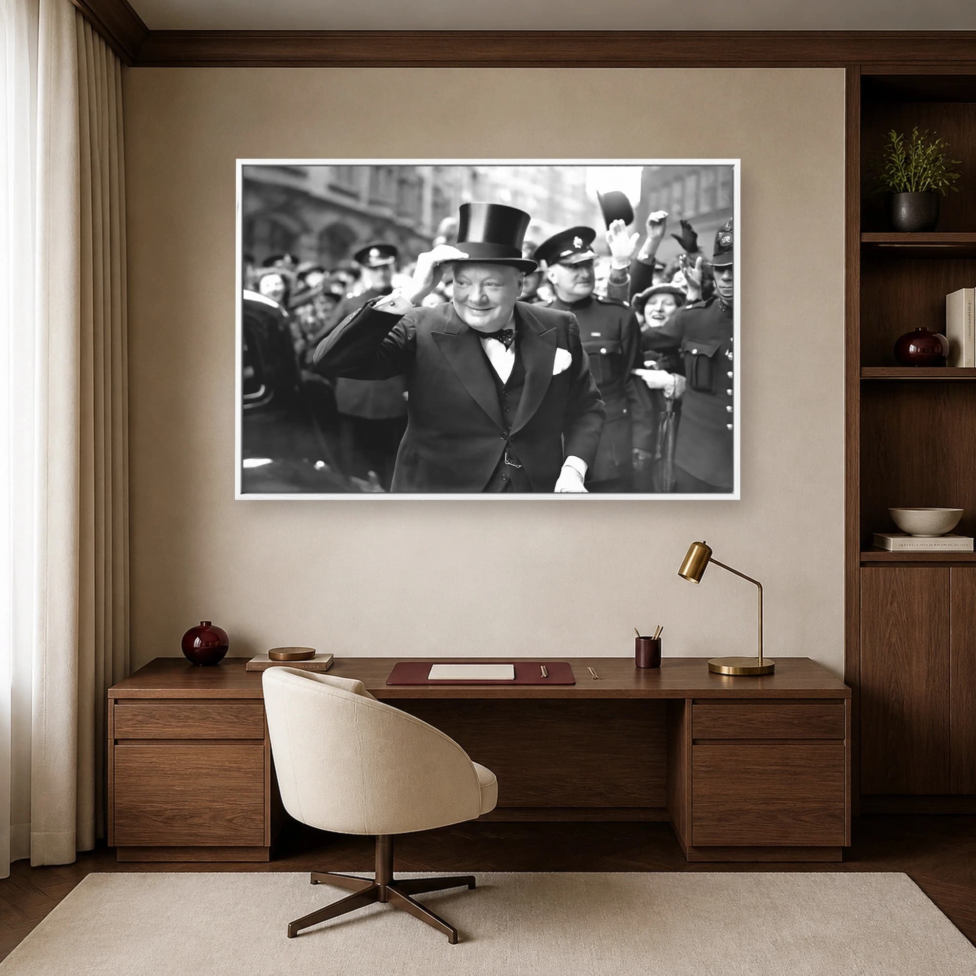 Winston Churchill Tipping Top Hat Historic Black and White Print, view 6