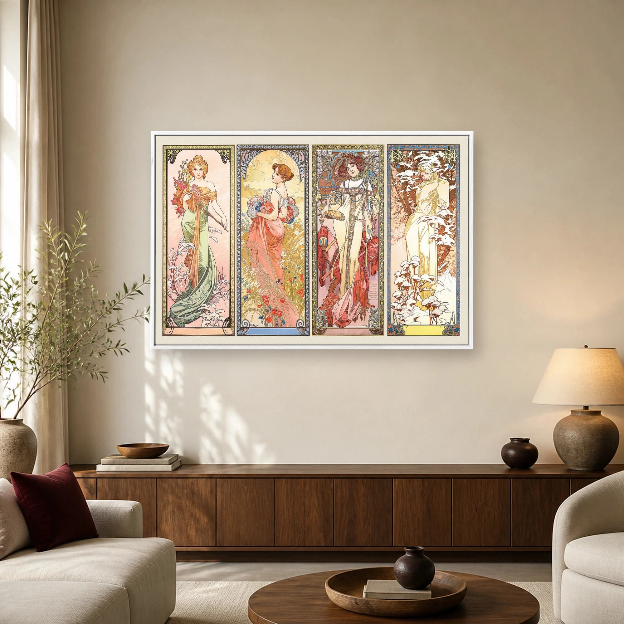 The Four Seasons Art Nouveau Vintage Wall Art by Alphonse Mucha, view 6