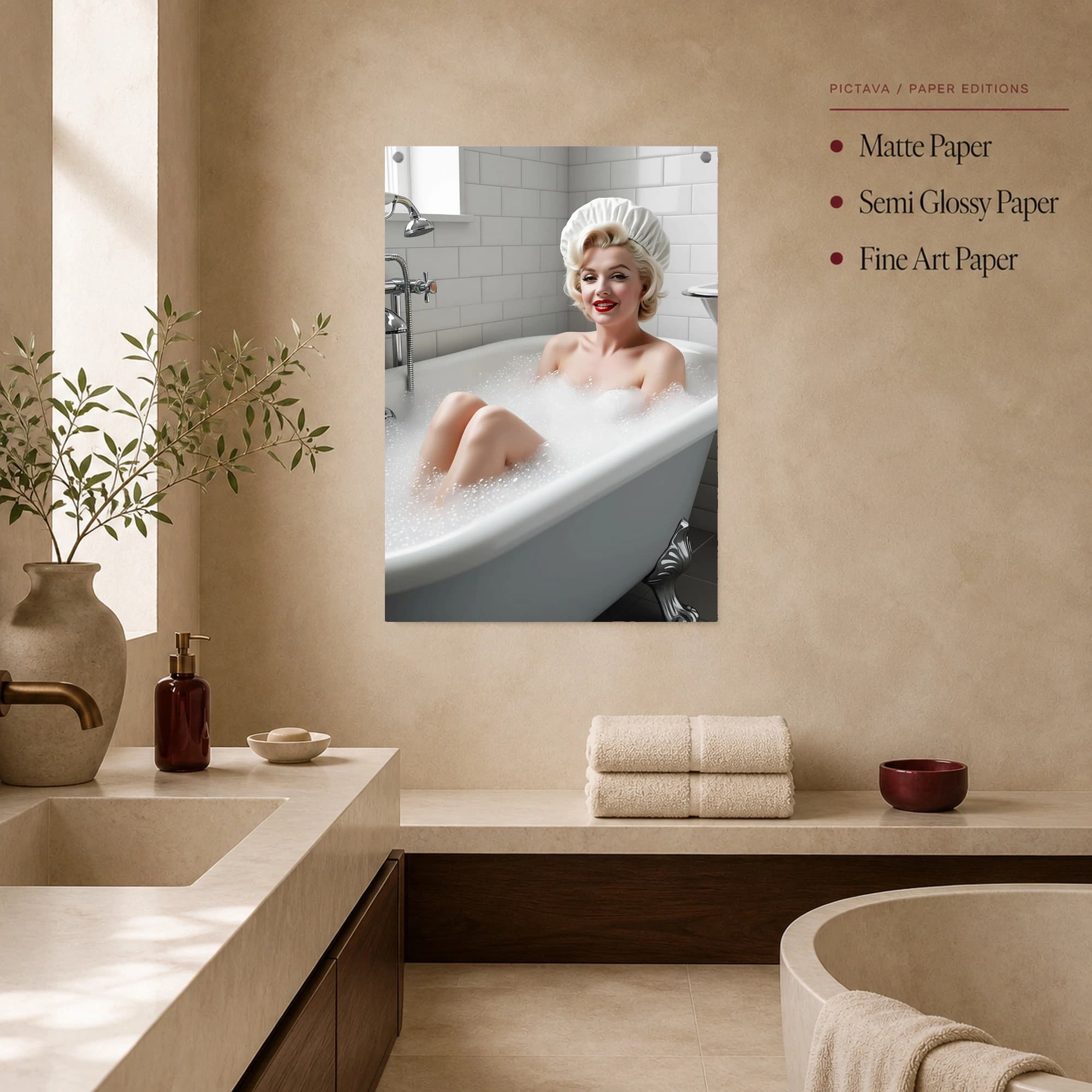 Marilyn Monroe Bubble Bath Vintage Wall Art, view 6