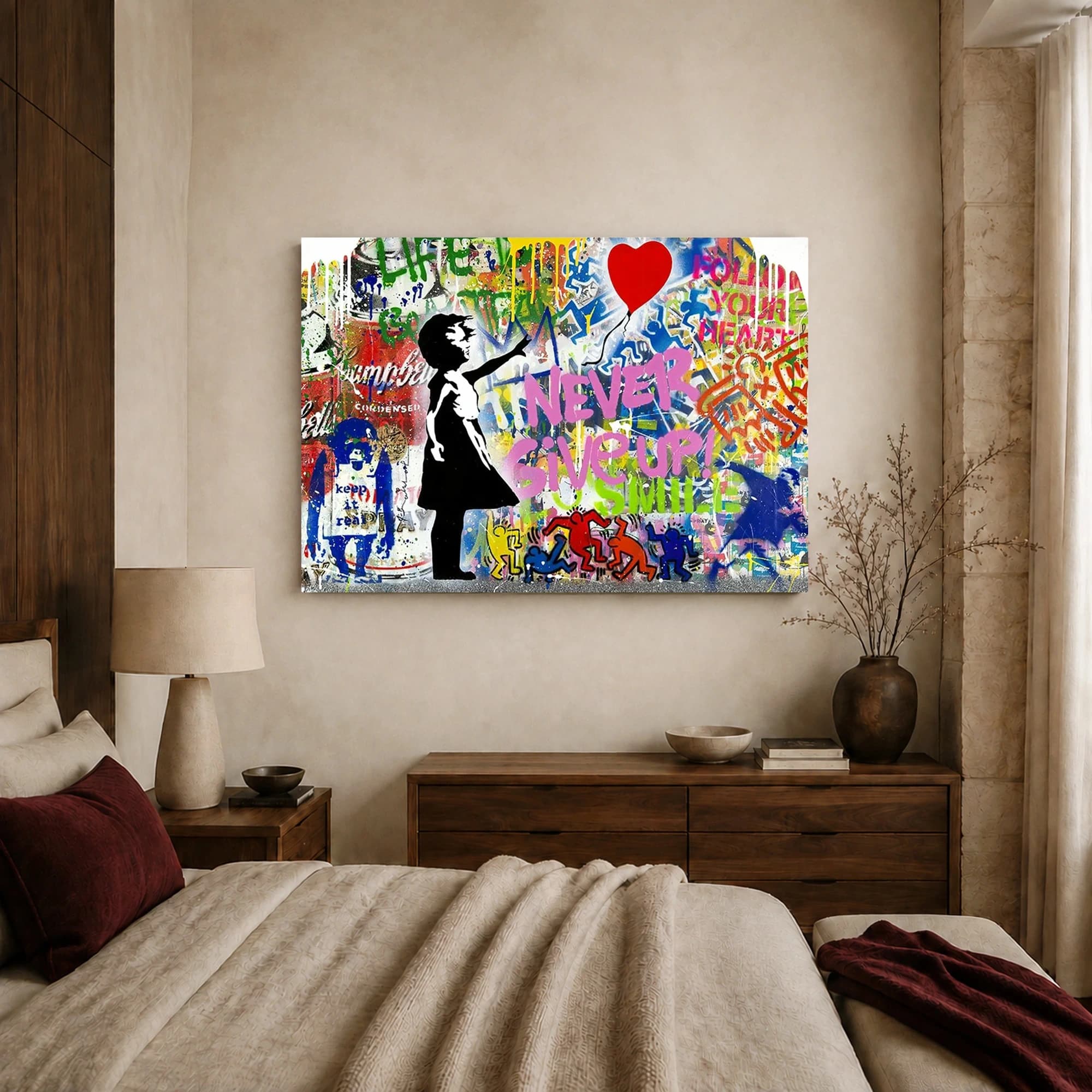 Never Give Up Street Art Canvas Print, view 4