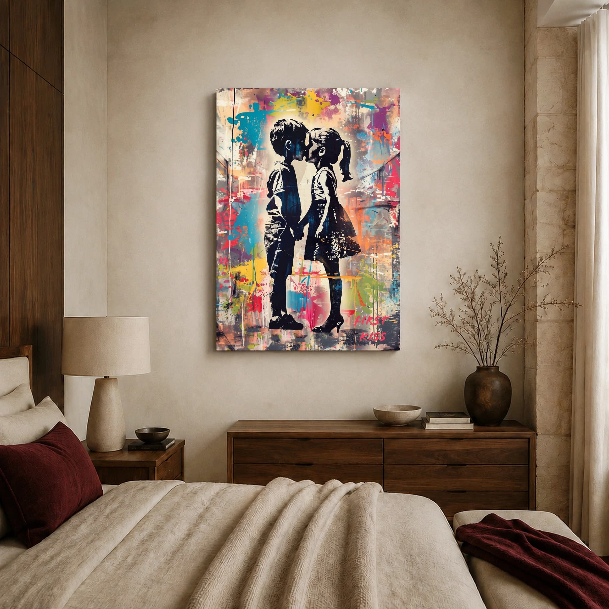 First Kiss Street Art Canvas Print, view 7