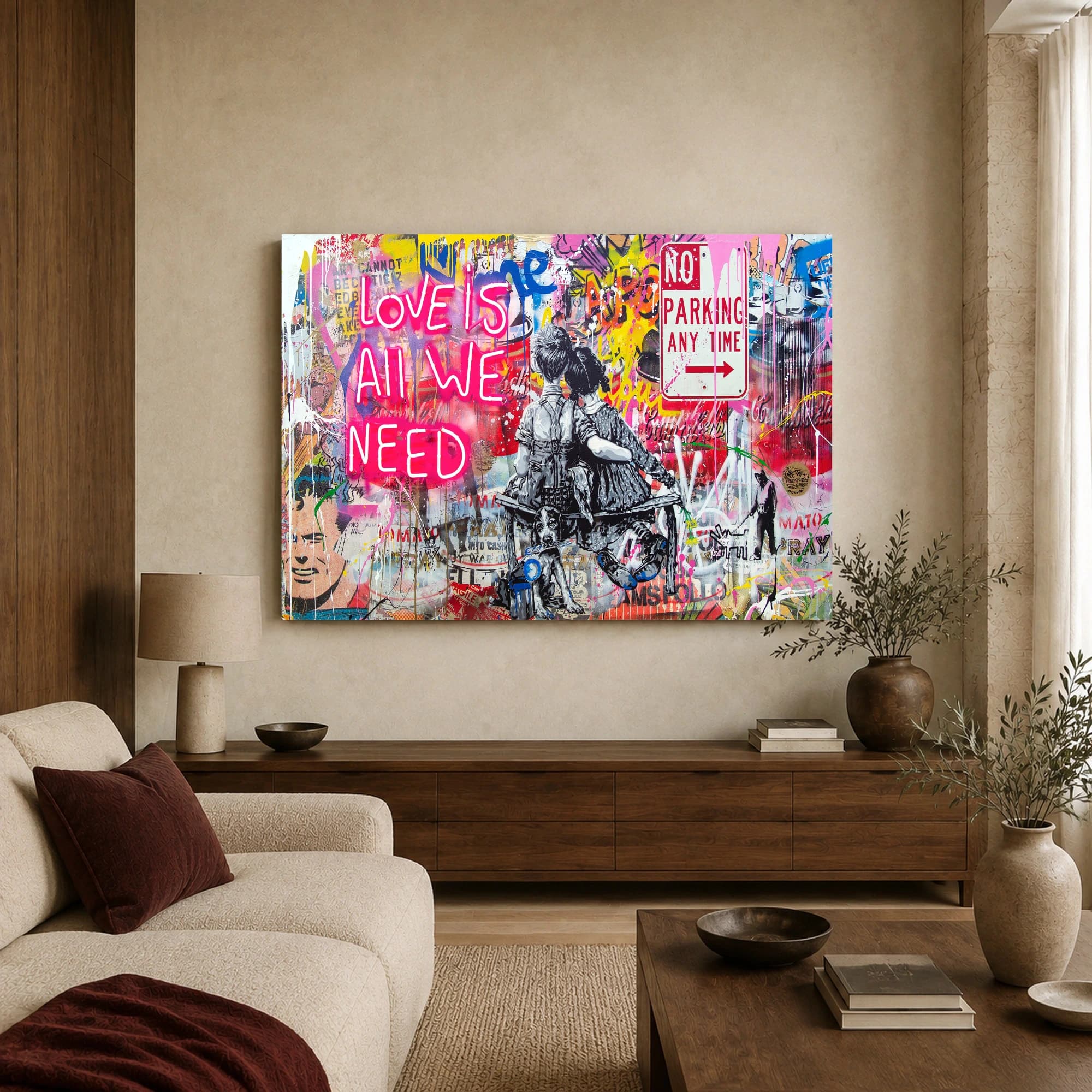 Love Is All We Need Street Art Canvas Print, view 3