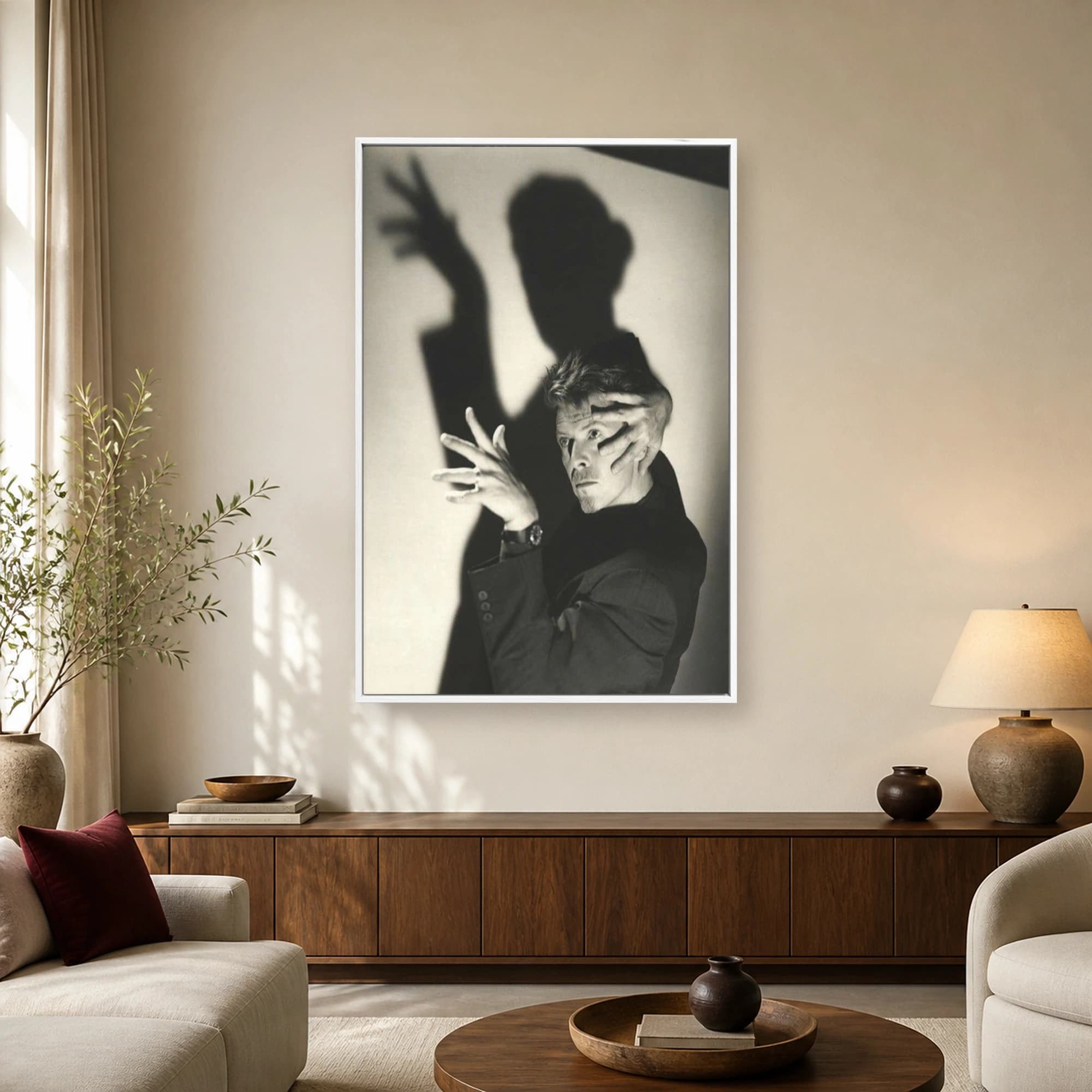 David Bowie Dramatic Shadow Black and White Photography Print, view 2
