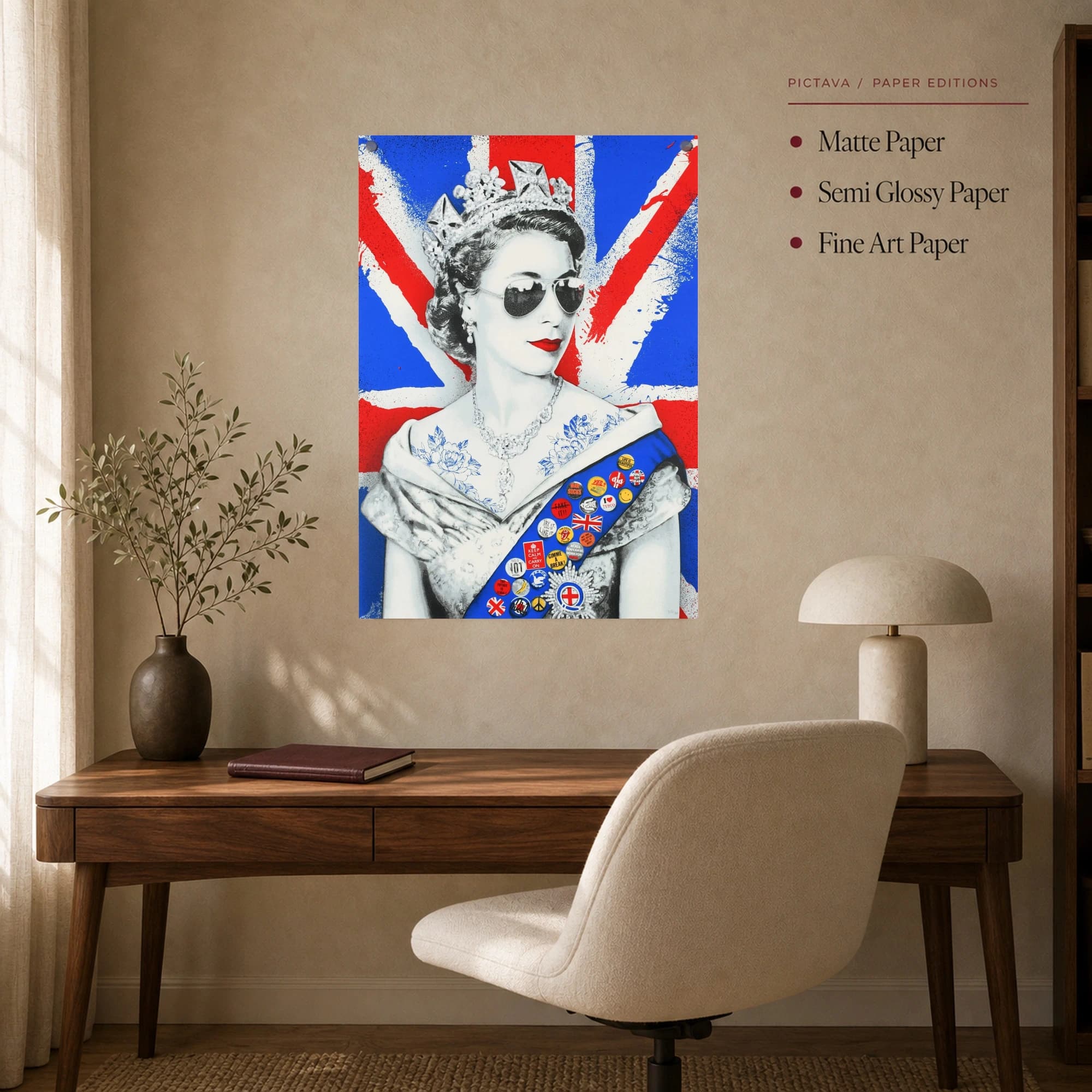 Rebel Queen Elizabeth II Pop Art Canvas Print, view 7