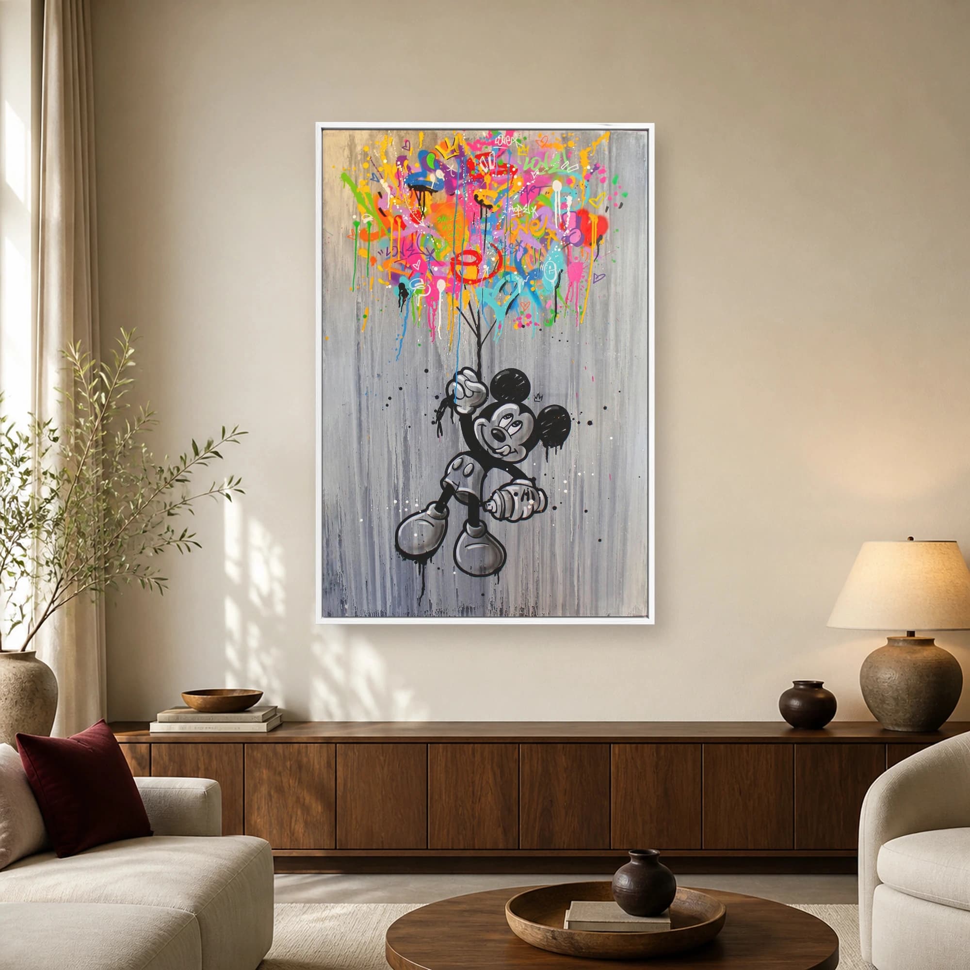 Graffiti Mickey Mouse Street Art Canvas Print, view 2