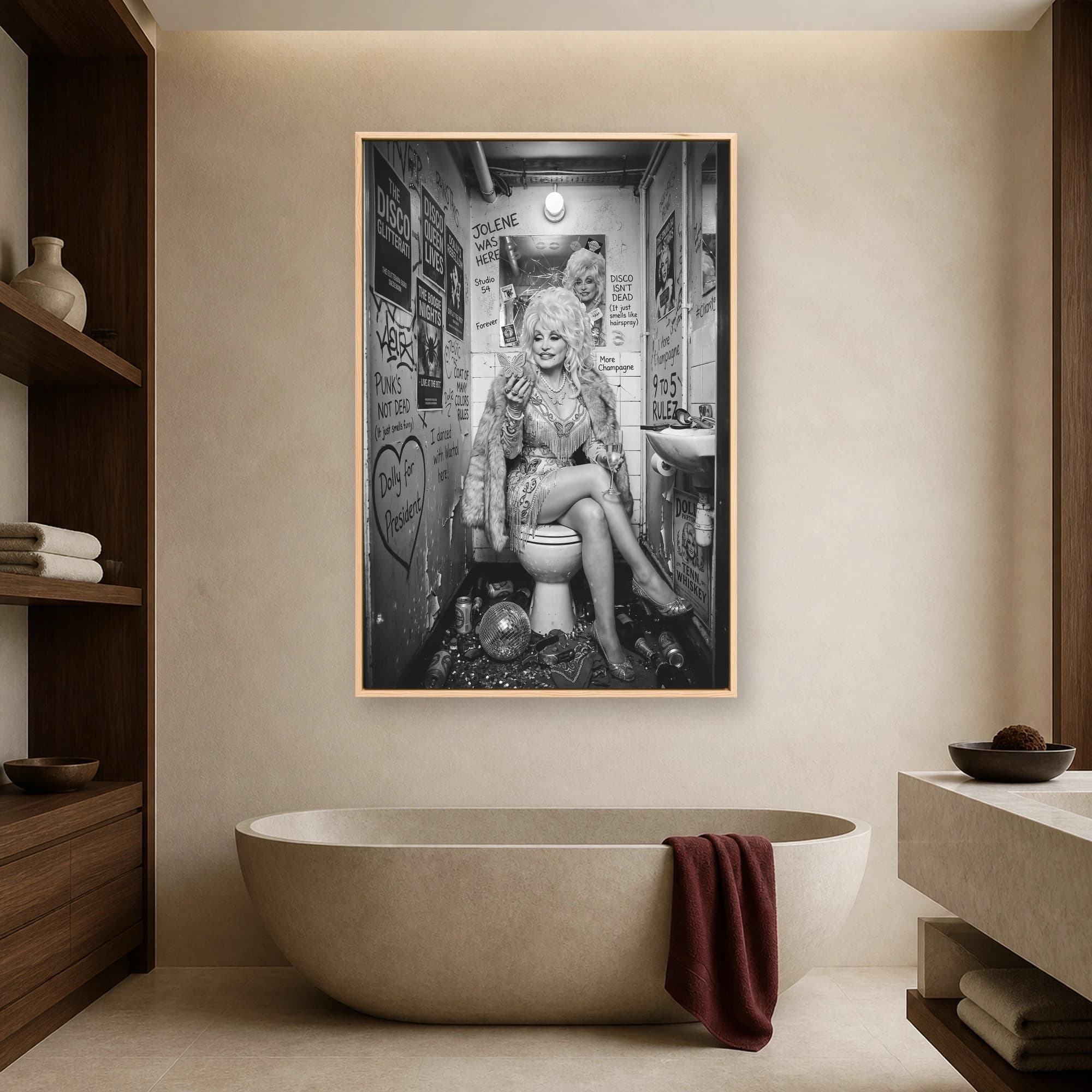 Dolly Parton Disco Bathroom Canvas Print & Poster Art, view 5