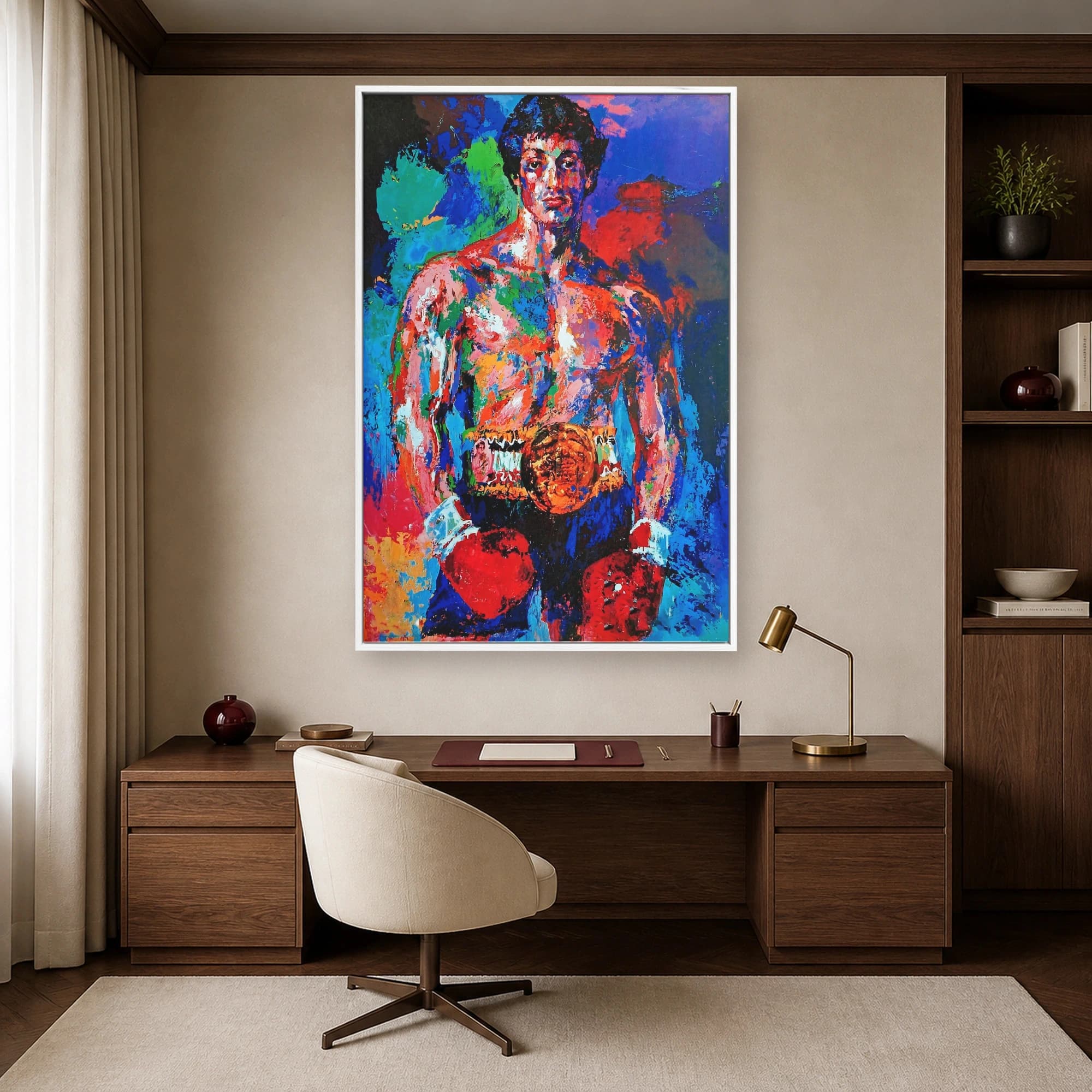 Rocky Champion Boxer Colorful Impasto Wall Art, view 3