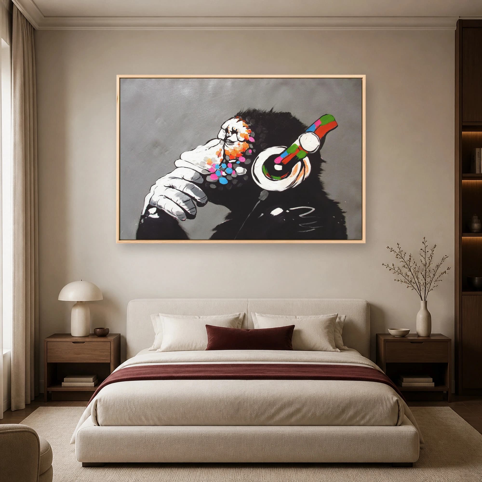DJ Ape Canvas Print with Colorful Headphones, view 5