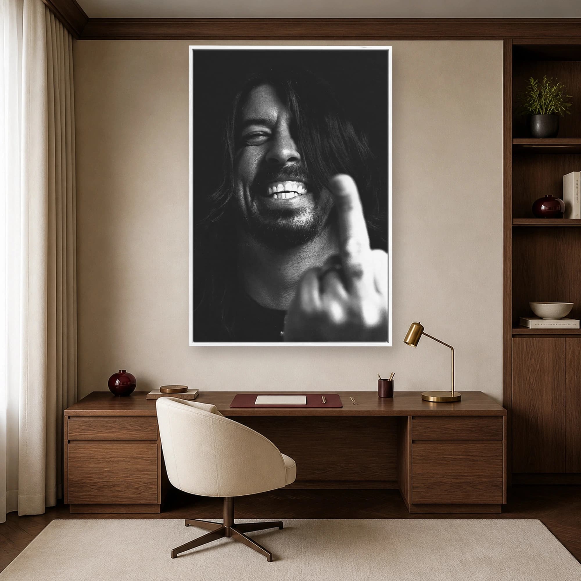 Dave Grohl Black and White Portrait Canvas Print, view 3
