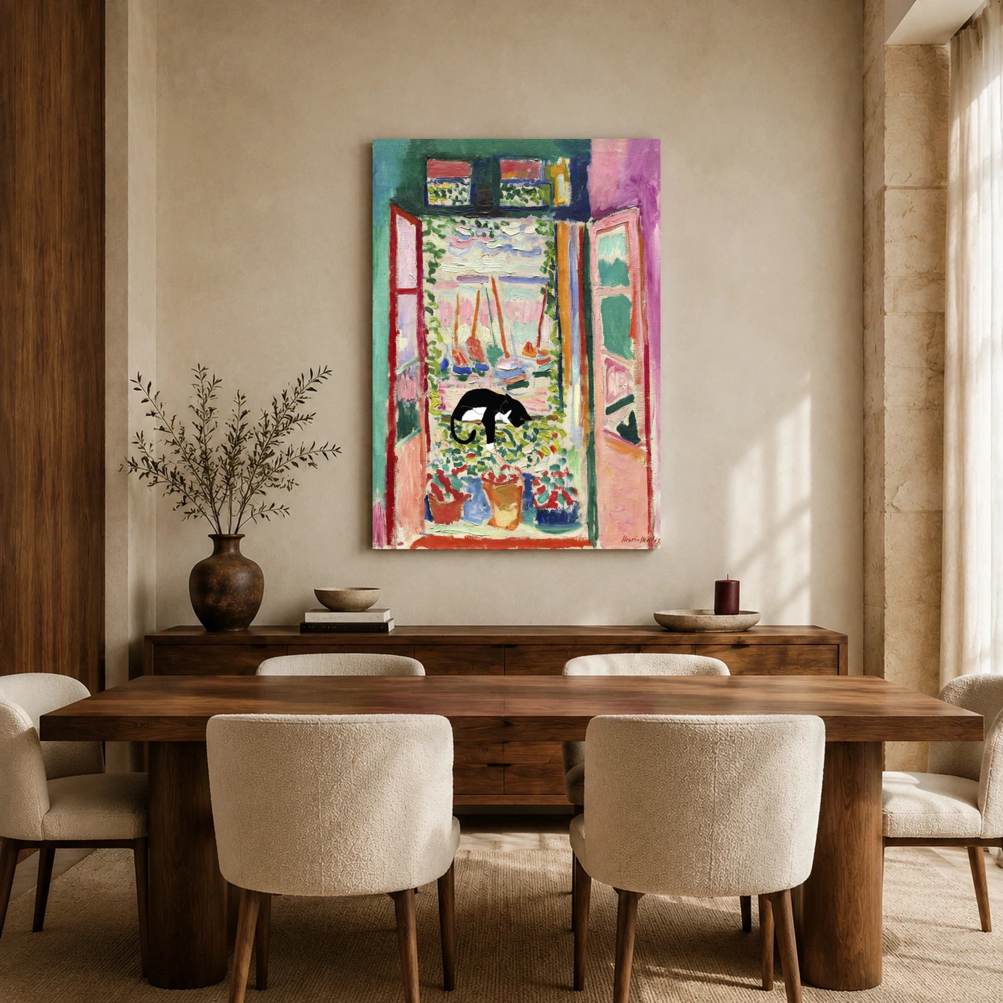 Henri Matisse Style Window Print with Sleeping Cat, view 6