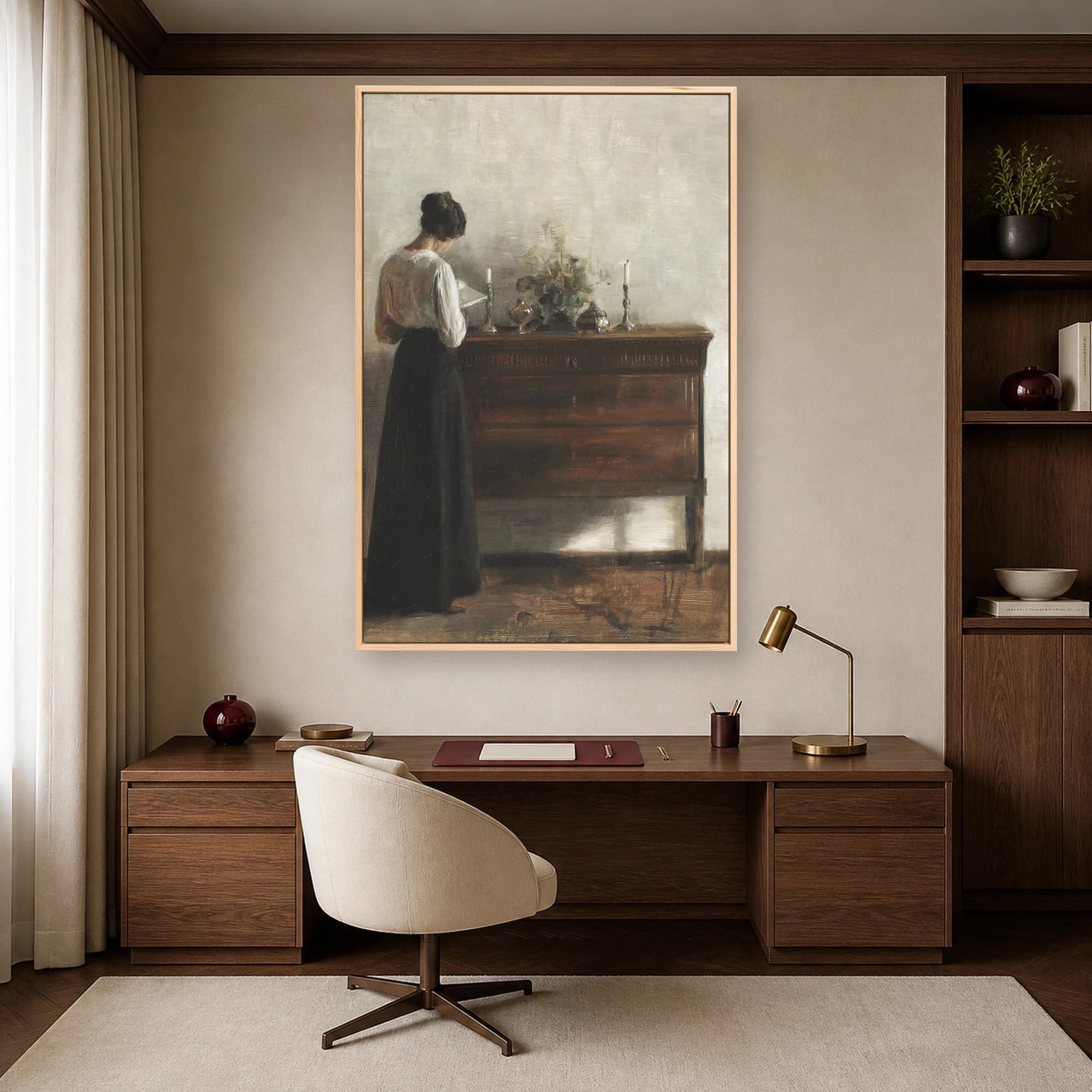 Woman Reading by a Dresser Fine Art Canvas Print, view 5