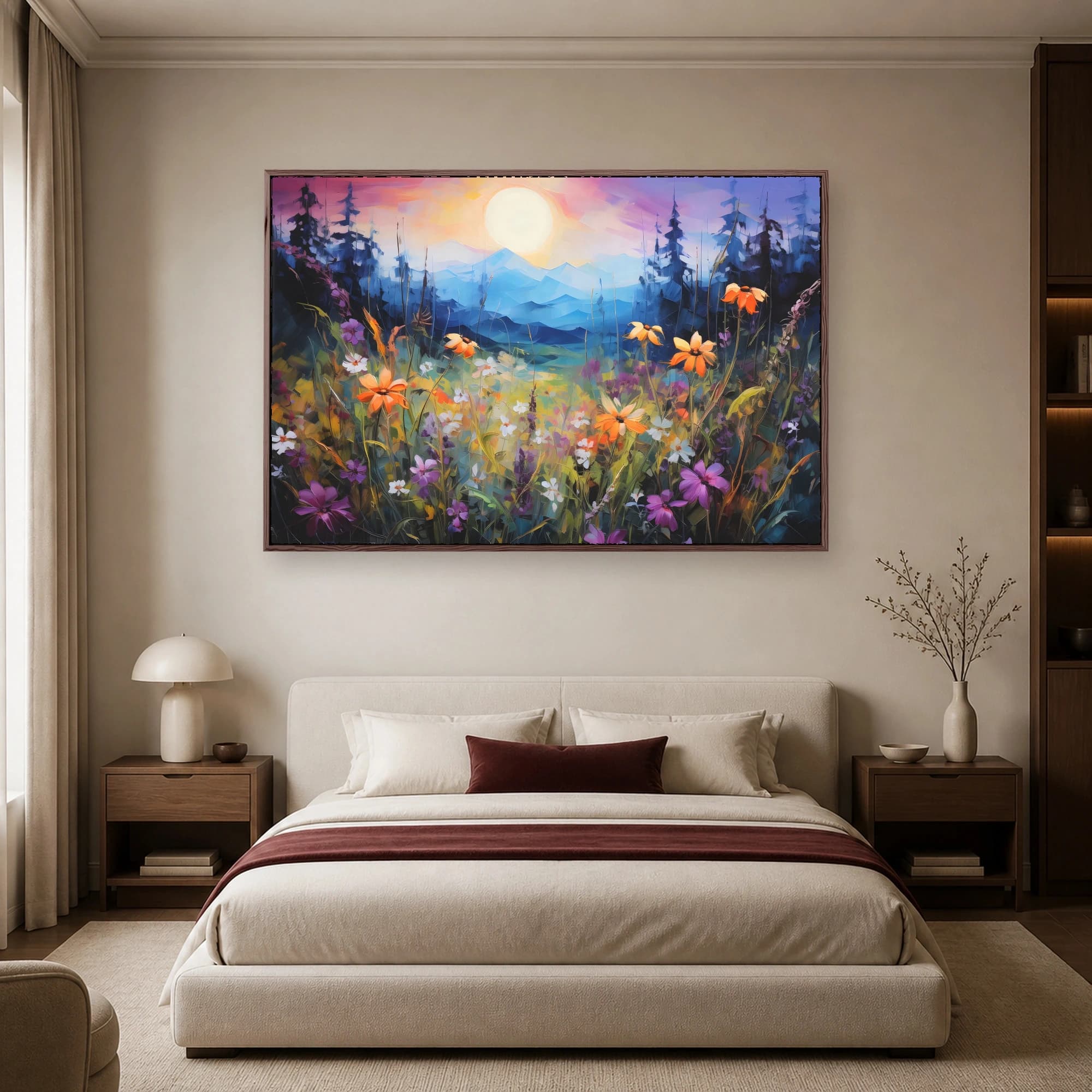 Alpine Meadow Sunrise Landscape Wall Art, view 5