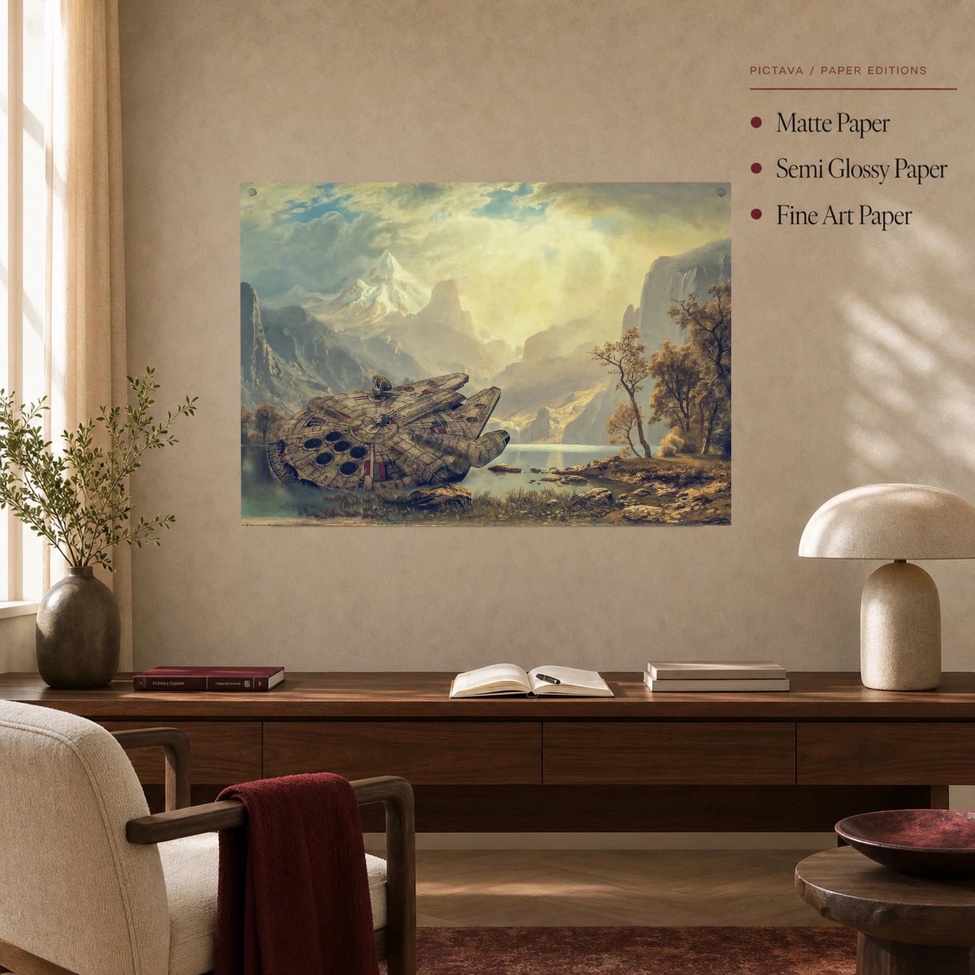 Crashed Starship in Alpine Valley Canvas Print, view 4