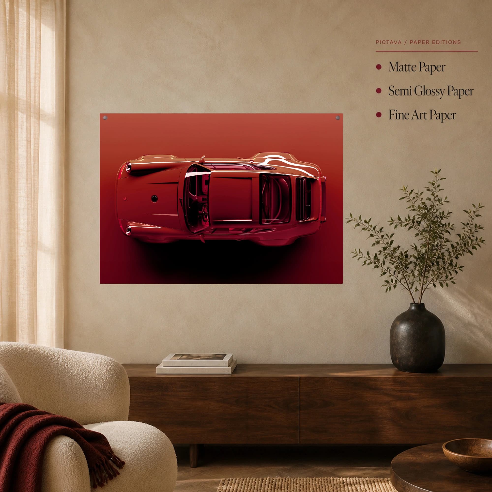Red Porsche Overhead Sports Car Wall Art, view 5
