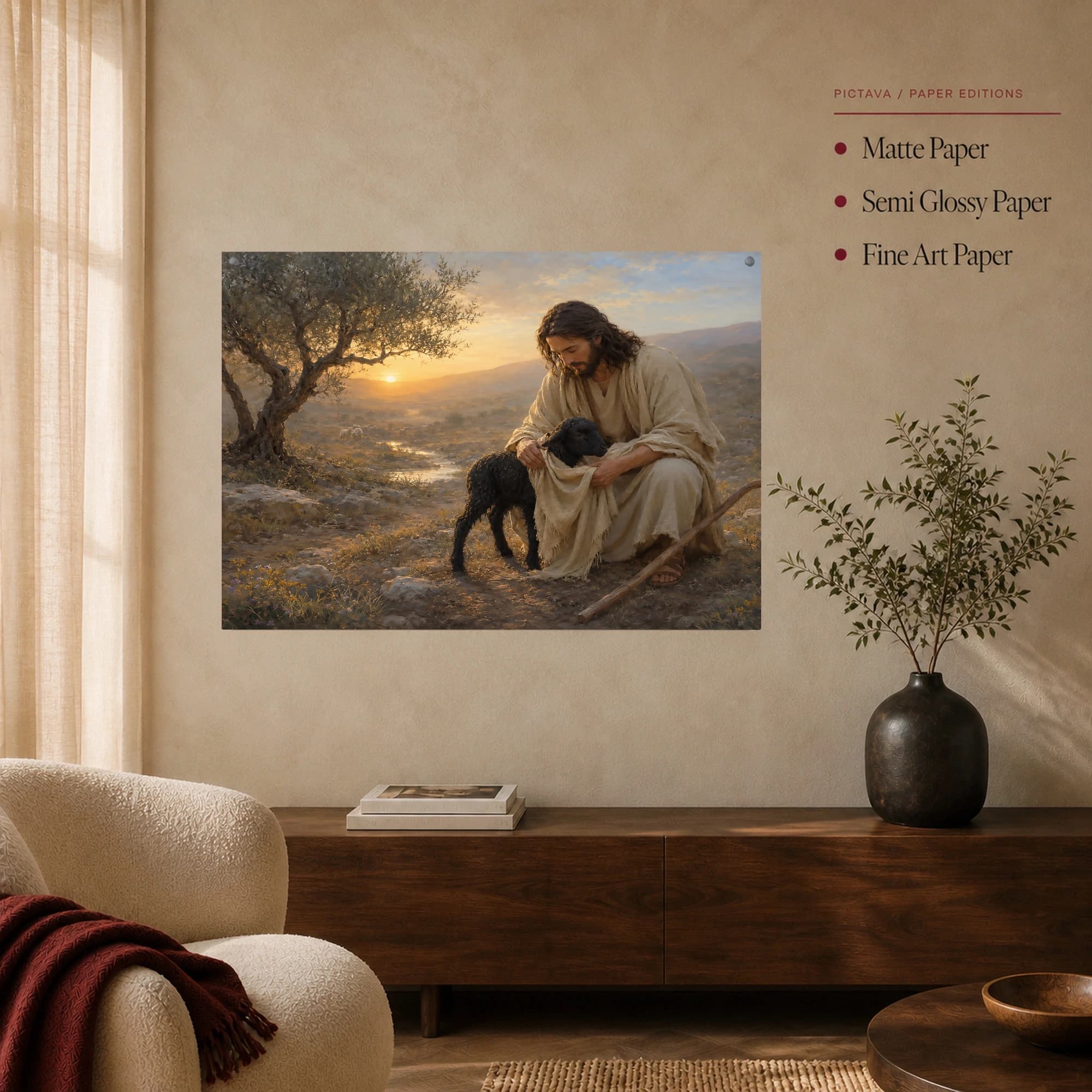 Jesus Christ the Good Shepherd Canvas Art Print, view 5