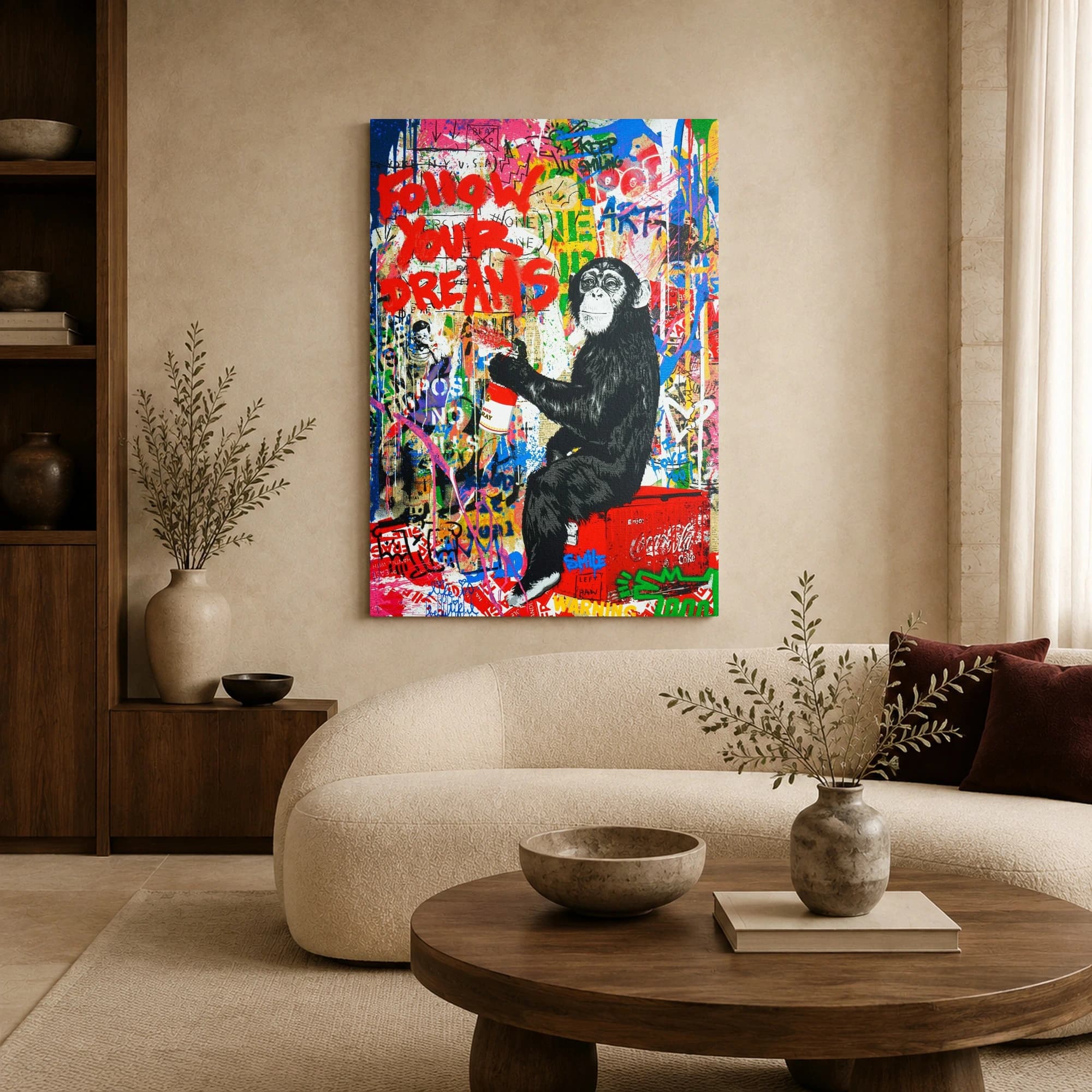 Graffiti Chimpanzee Street Art Canvas Print, view 3