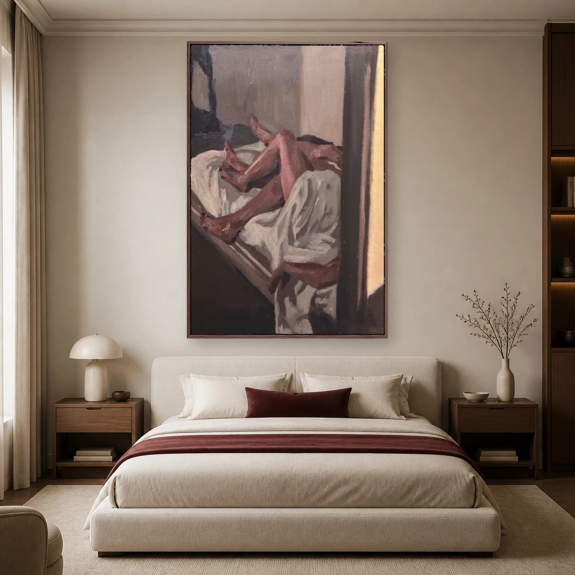 Intimate Figures in Bed Expressive Oil Painting, view 5