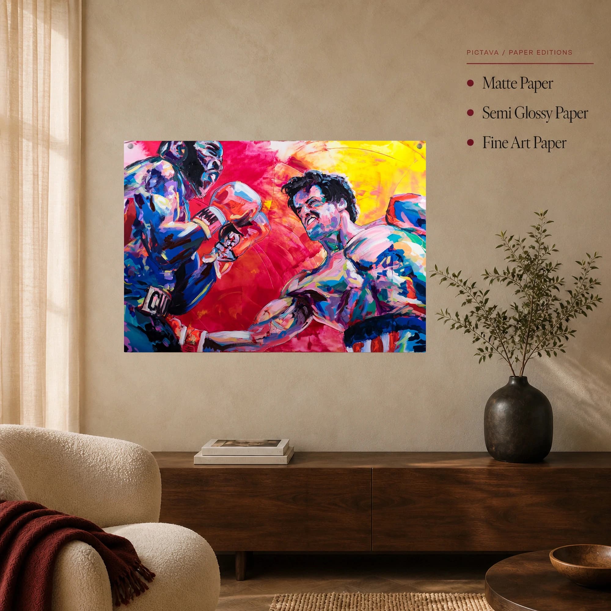 Rocky vs Apollo Creed Expressive Boxing Canvas Art Print, view 4