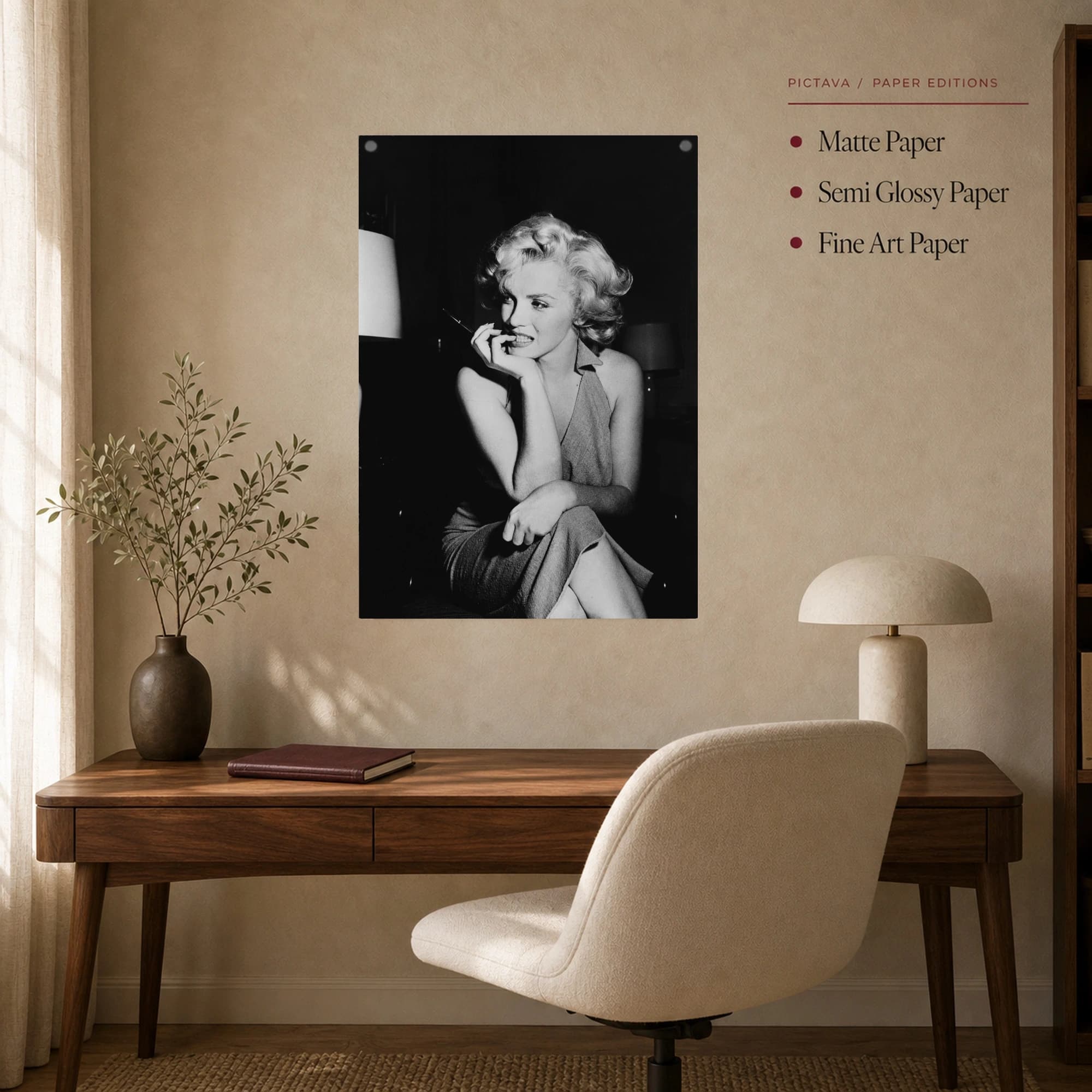 Marilyn Monroe Vintage Black and White Portrait Print, view 8