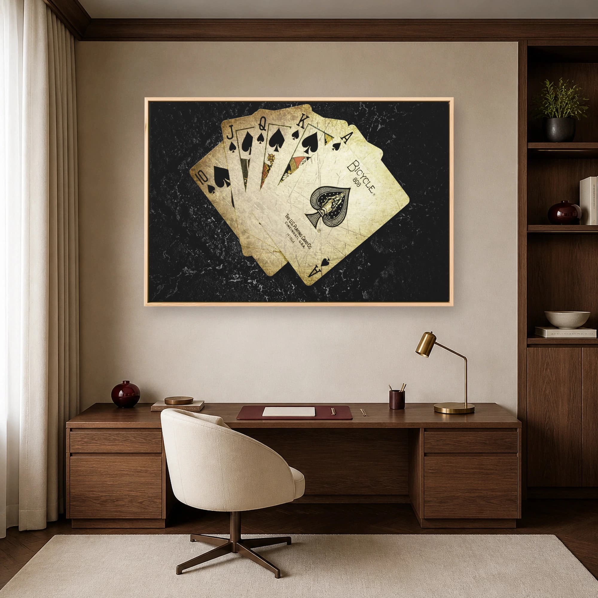 Vintage Royal Flush Spades Playing Cards Art, view 6