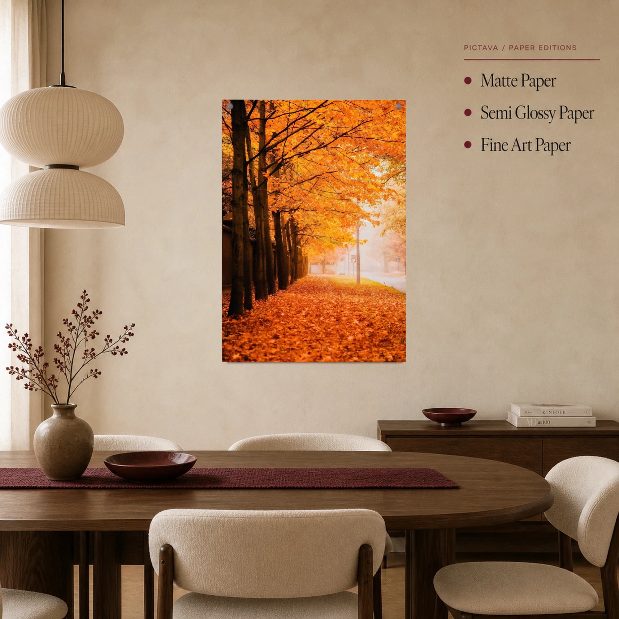 Autumn Mist Tree-Lined Avenue Canvas Print, view 3