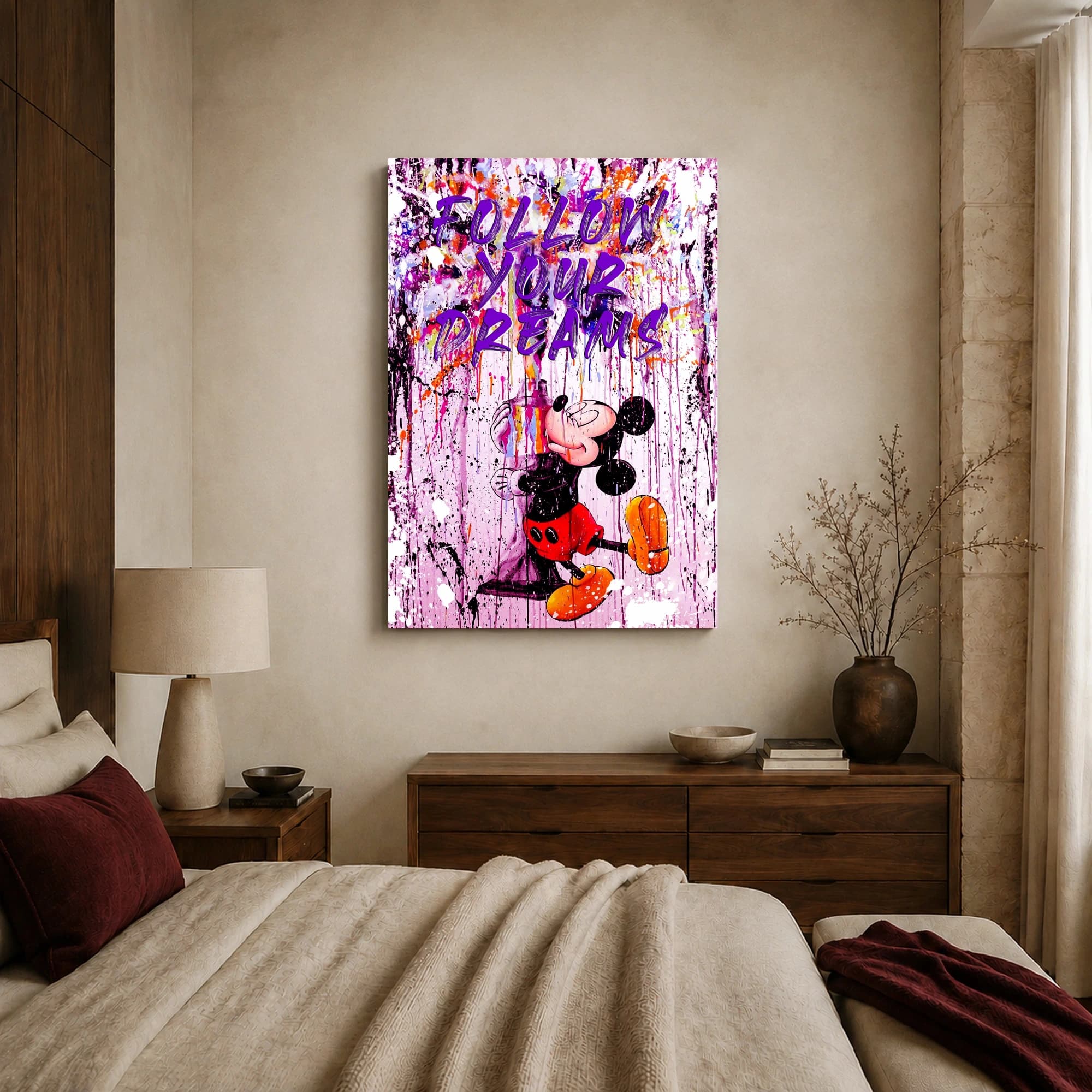 Follow Your Dreams Mickey Mouse Street Art Canvas Print, view 4