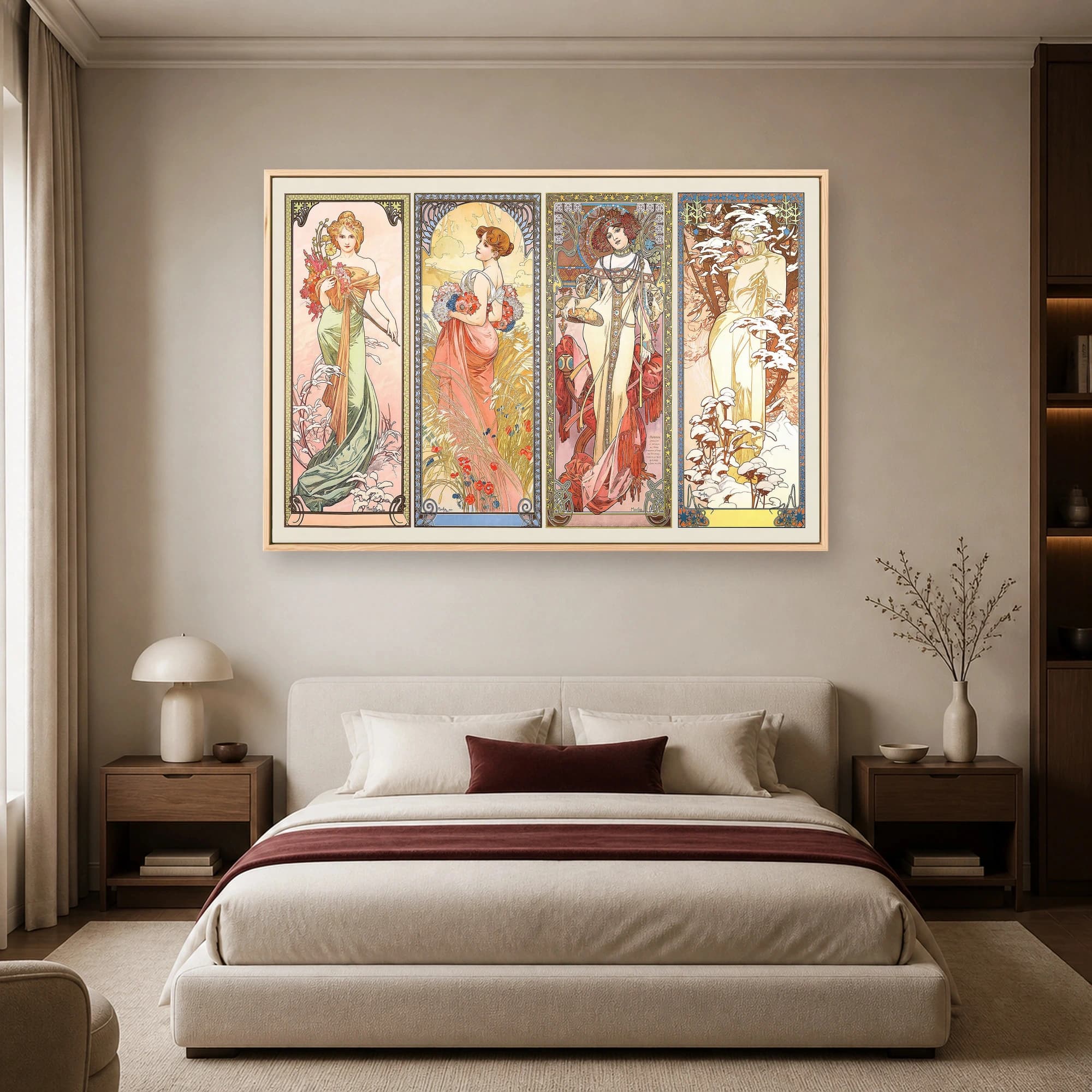 The Four Seasons Art Nouveau Vintage Wall Art by Alphonse Mucha, view 3