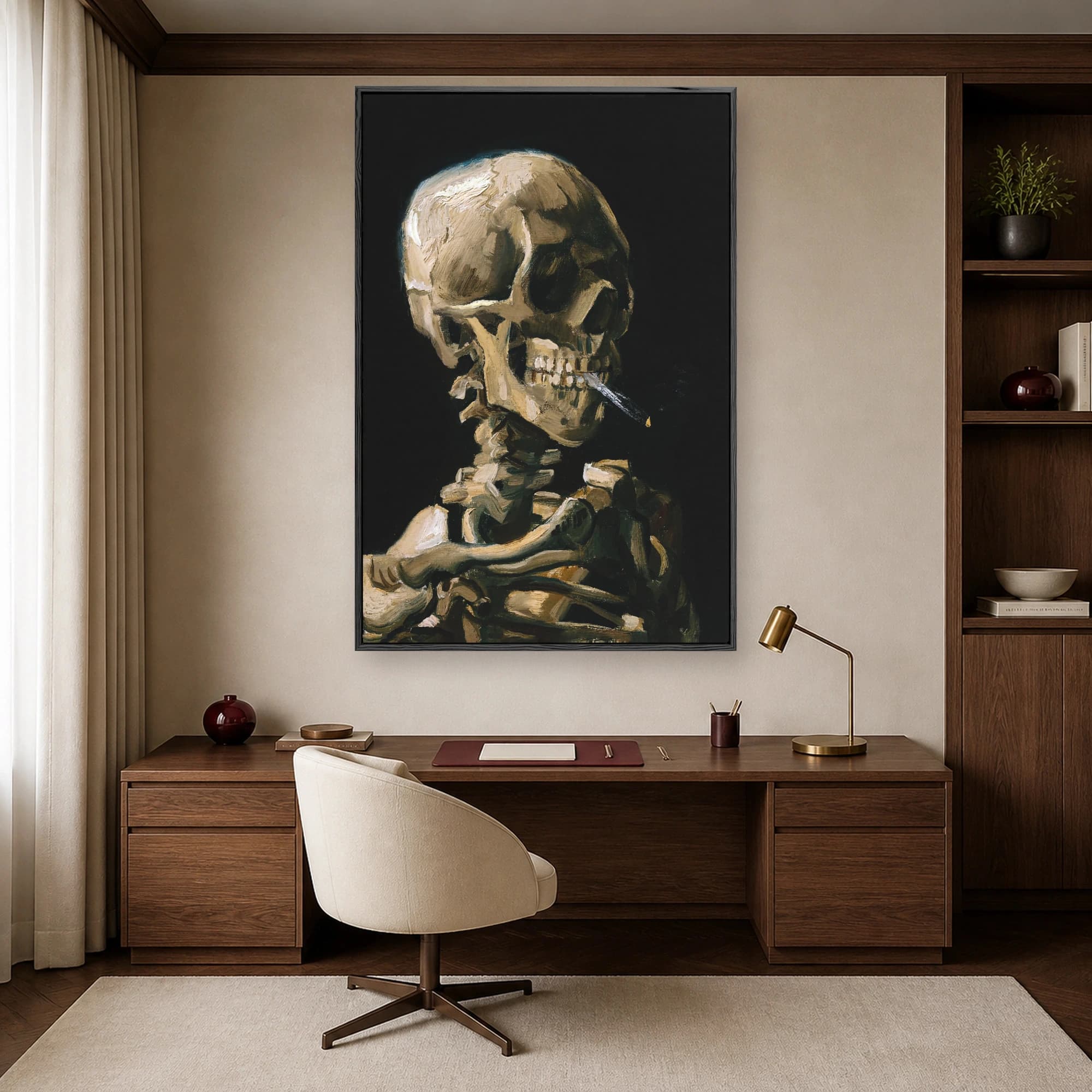 Skull with a Burning Cigarette Van Gogh Fine Art Print, view 7