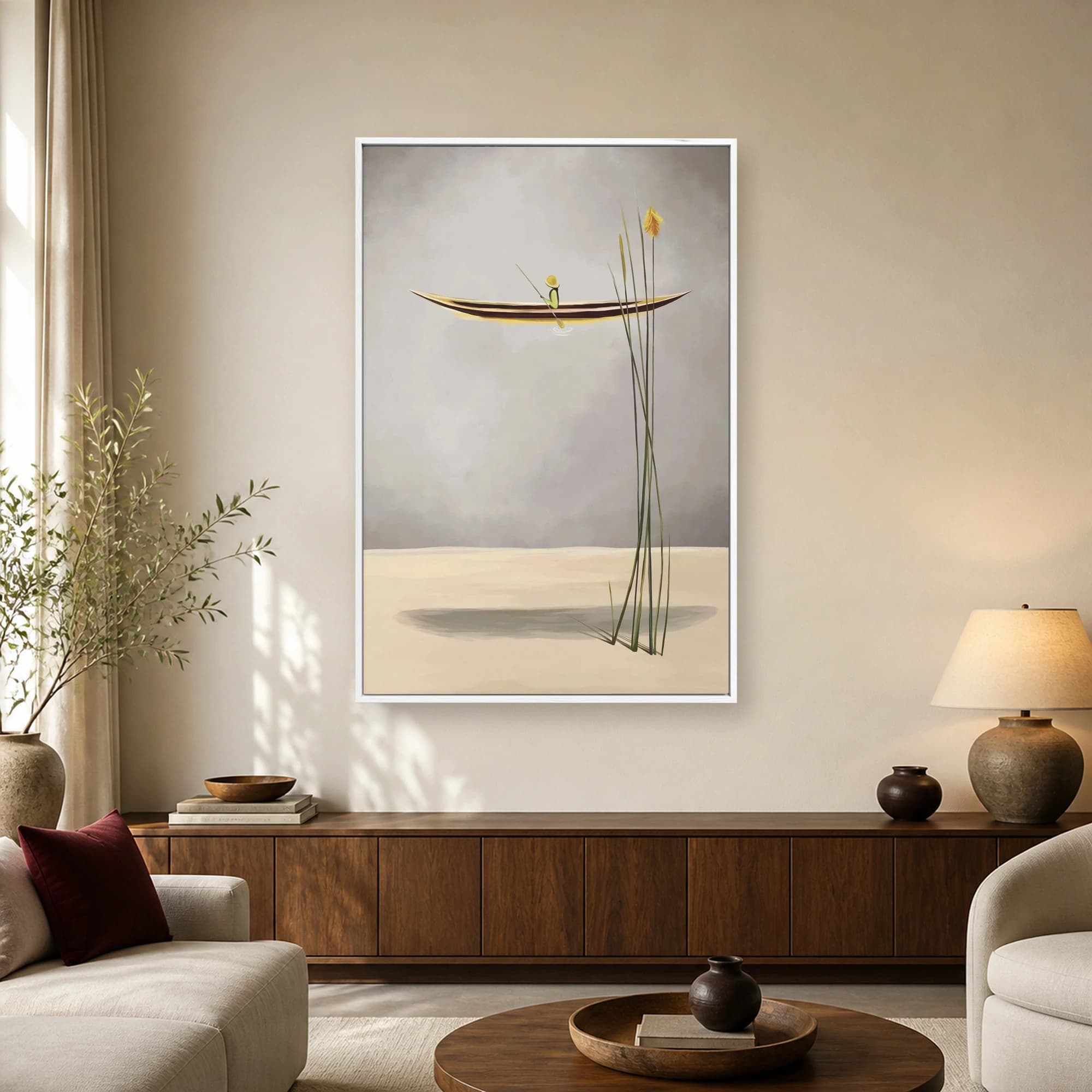Minimalist Surrealist Boat Canvas Print, view 2