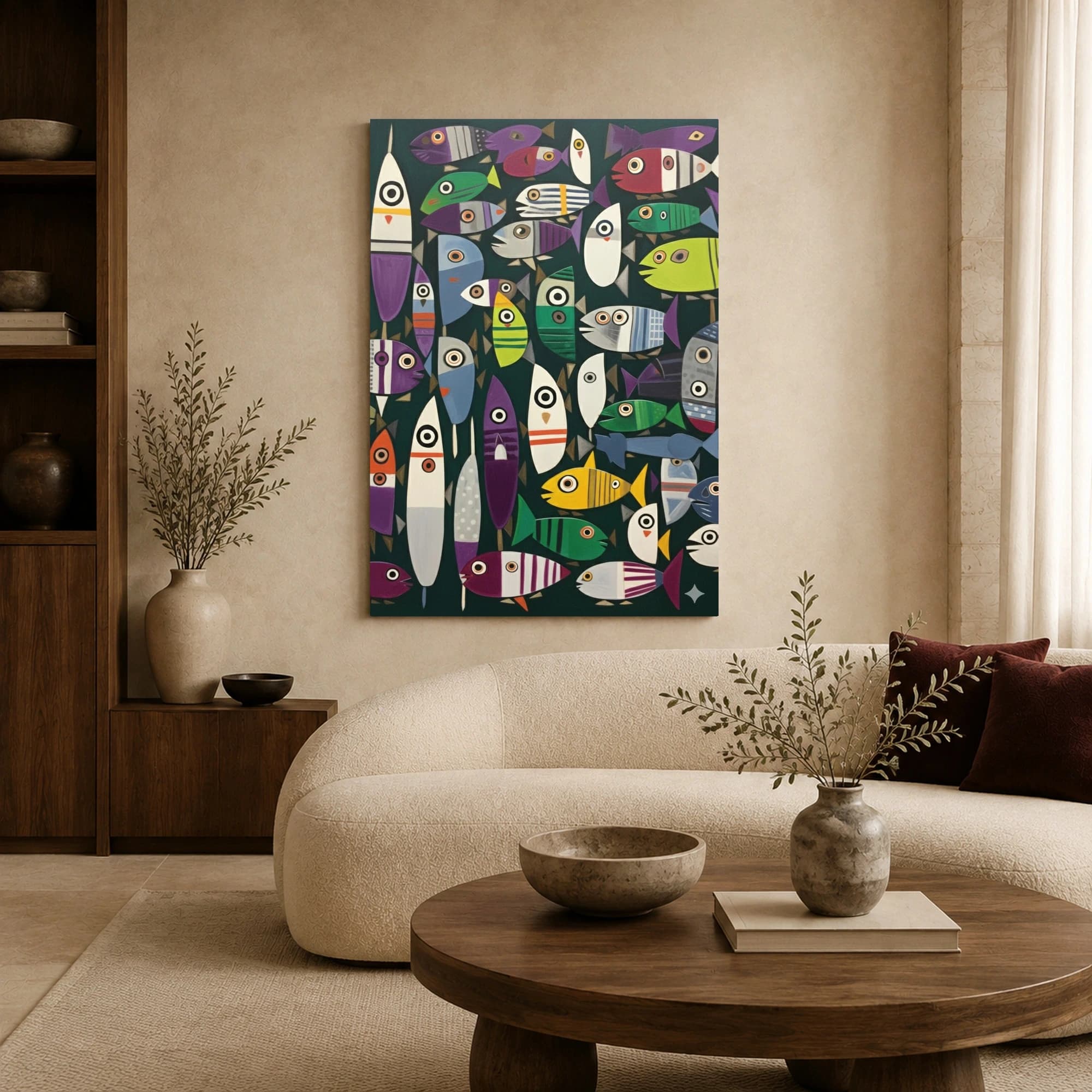 School of Abstract Fish Modern Whimsical Wall Art, view 7