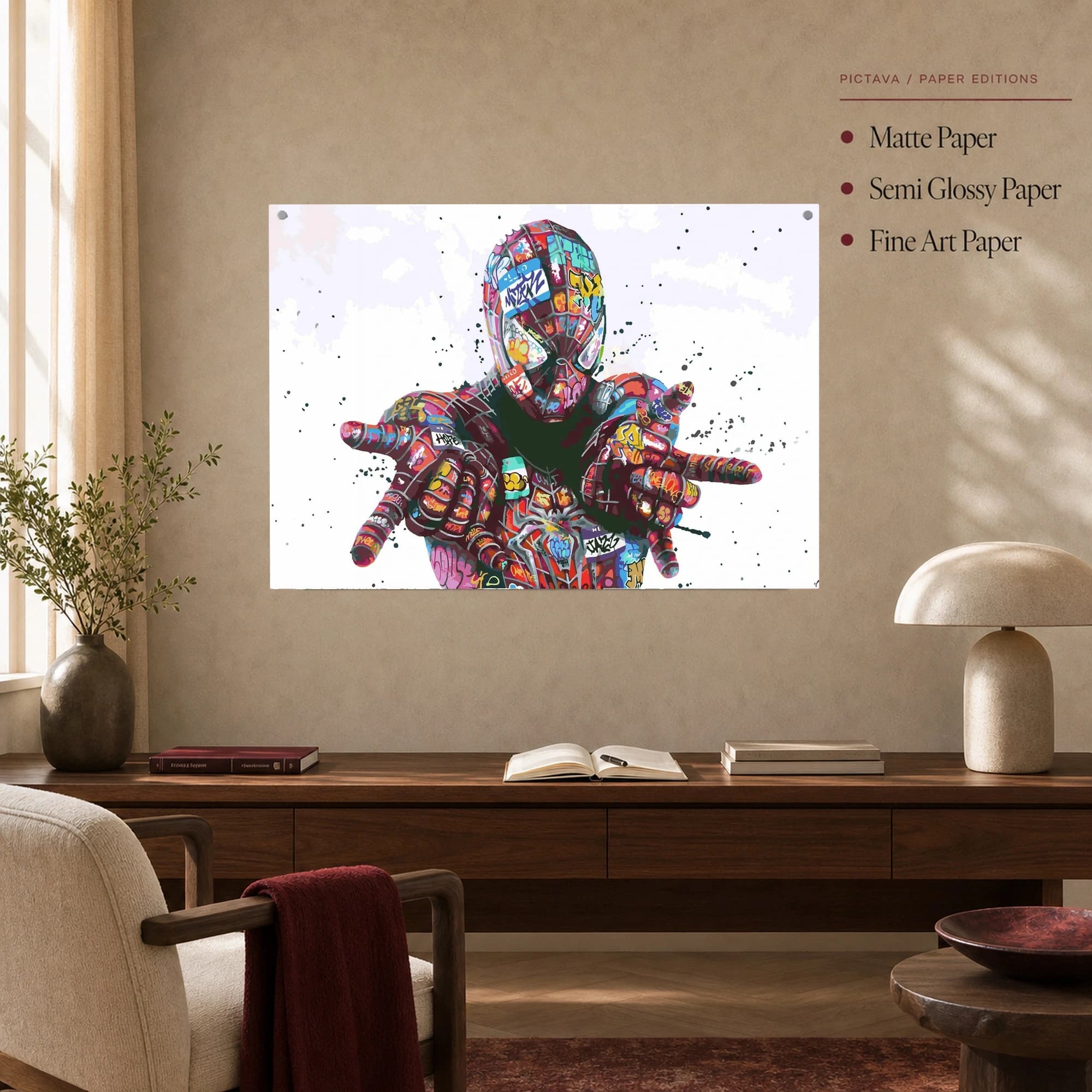 Urban Graffitied Superhero Pop Art Canvas Print, view 3
