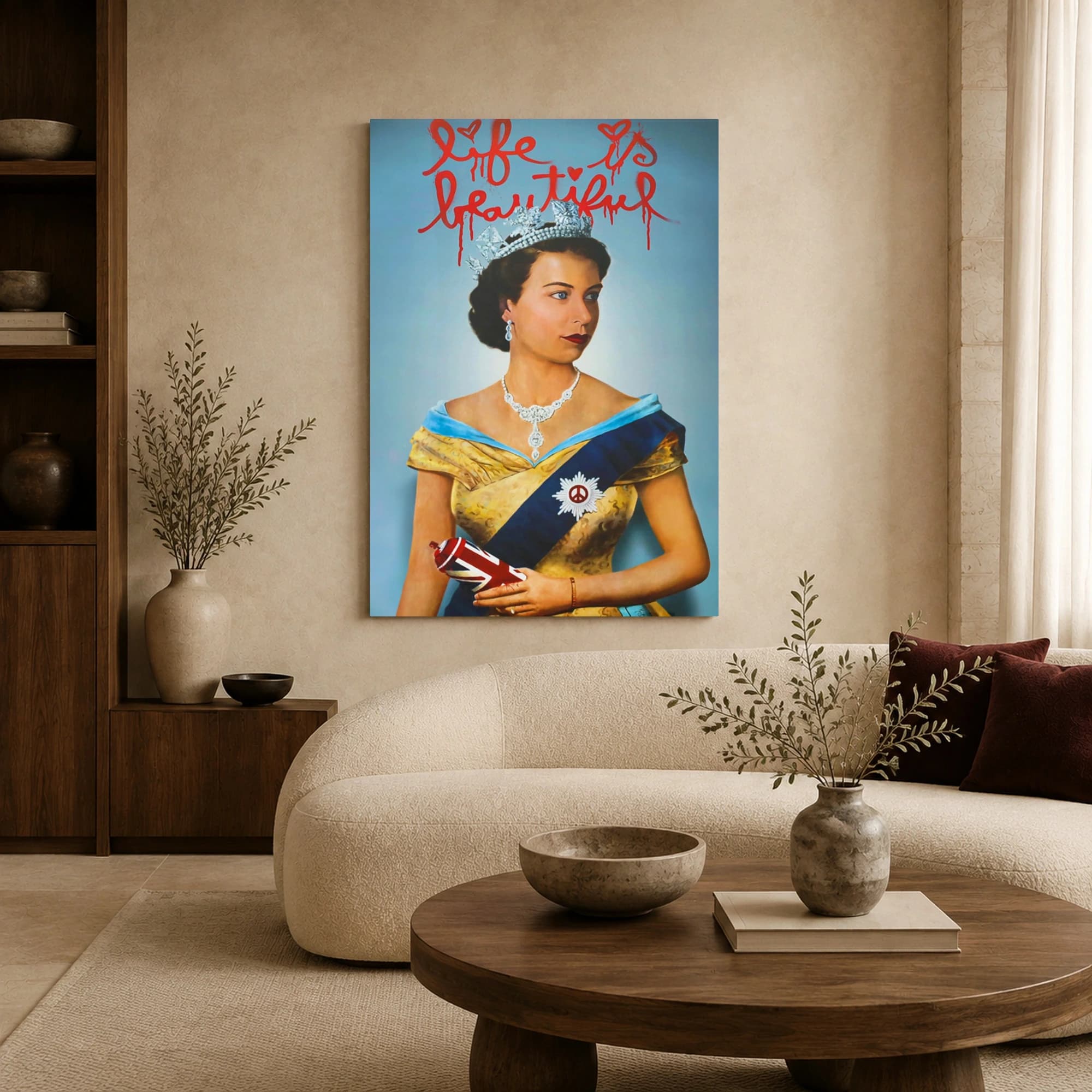 Life Is Beautiful Queen Street Art Canvas Print, view 4