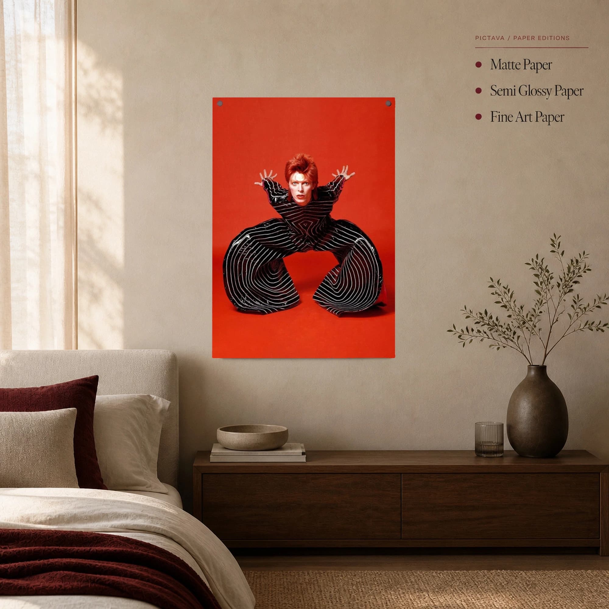 David Bowie Iconic Striped Jumpsuit Portrait Art Print, view 3