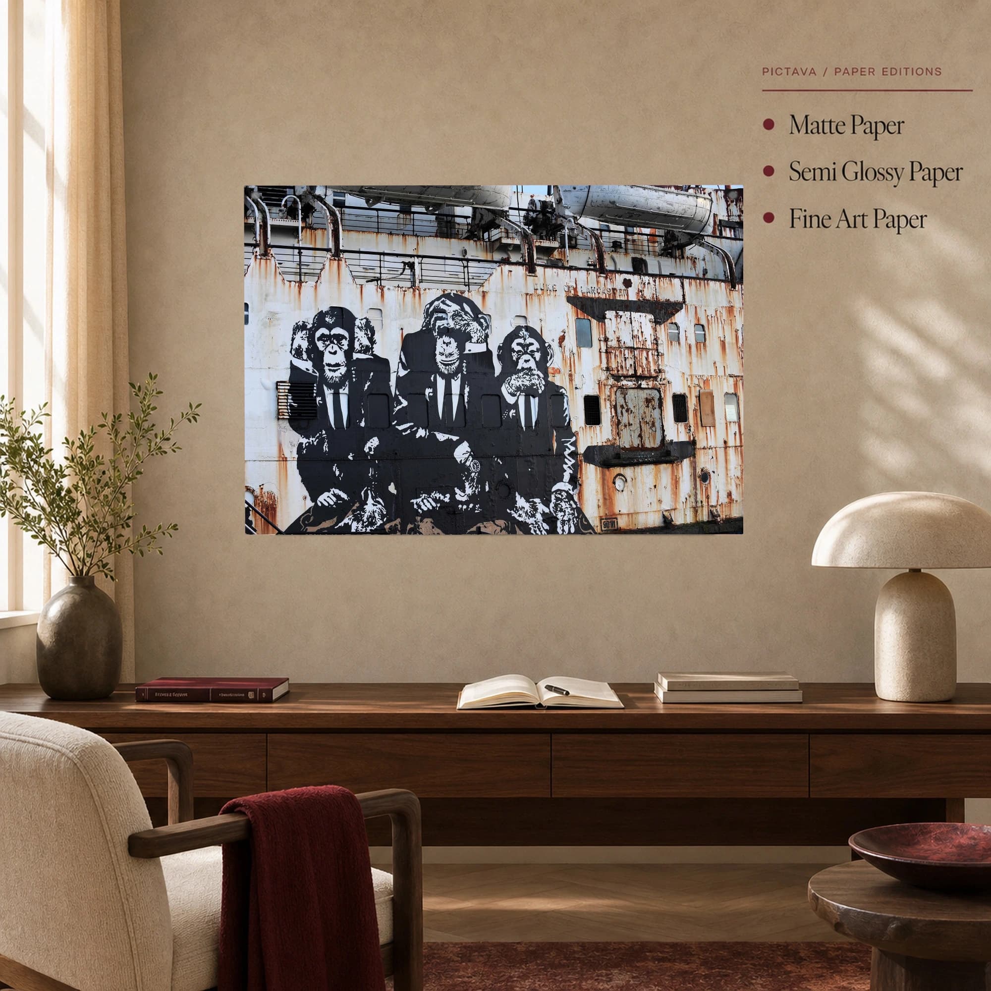 Three Wise Chimps Street Art Canvas Print, view 5