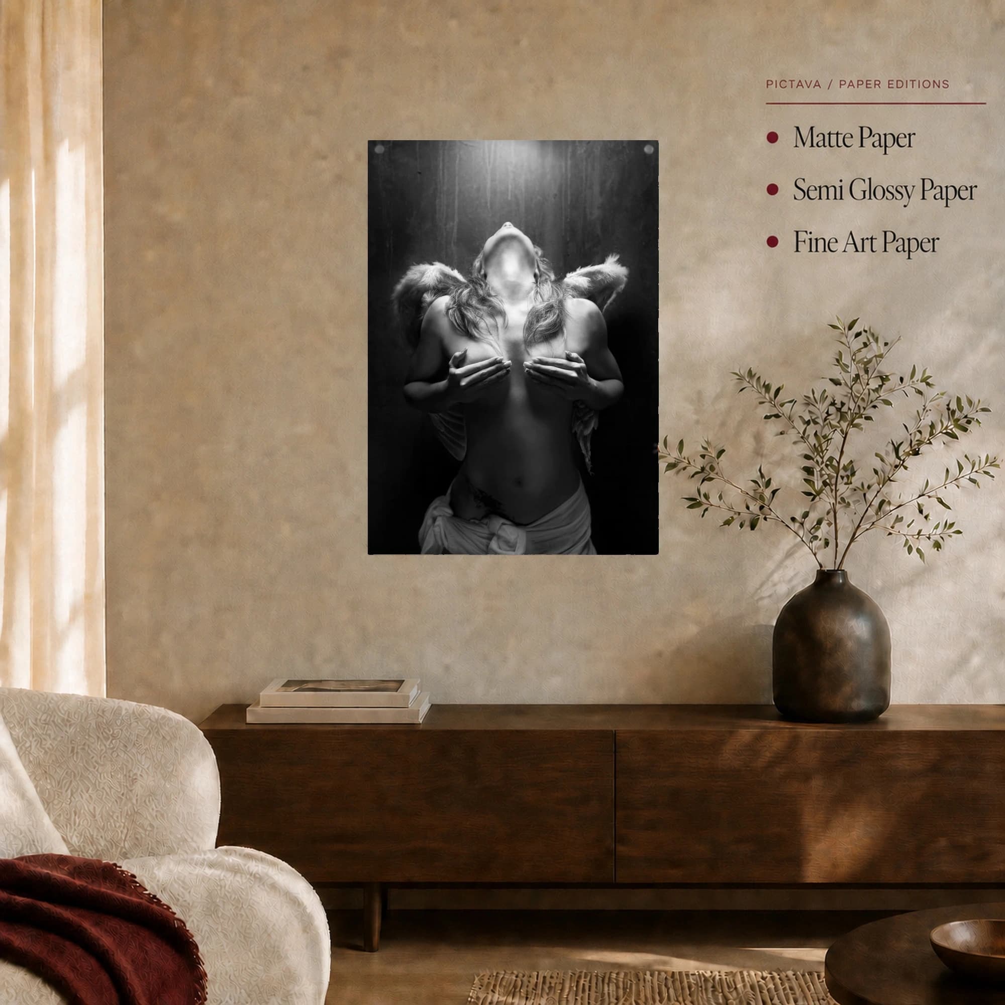 Fallen Angel Fine Art Monochromatic Photographic Print, view 4