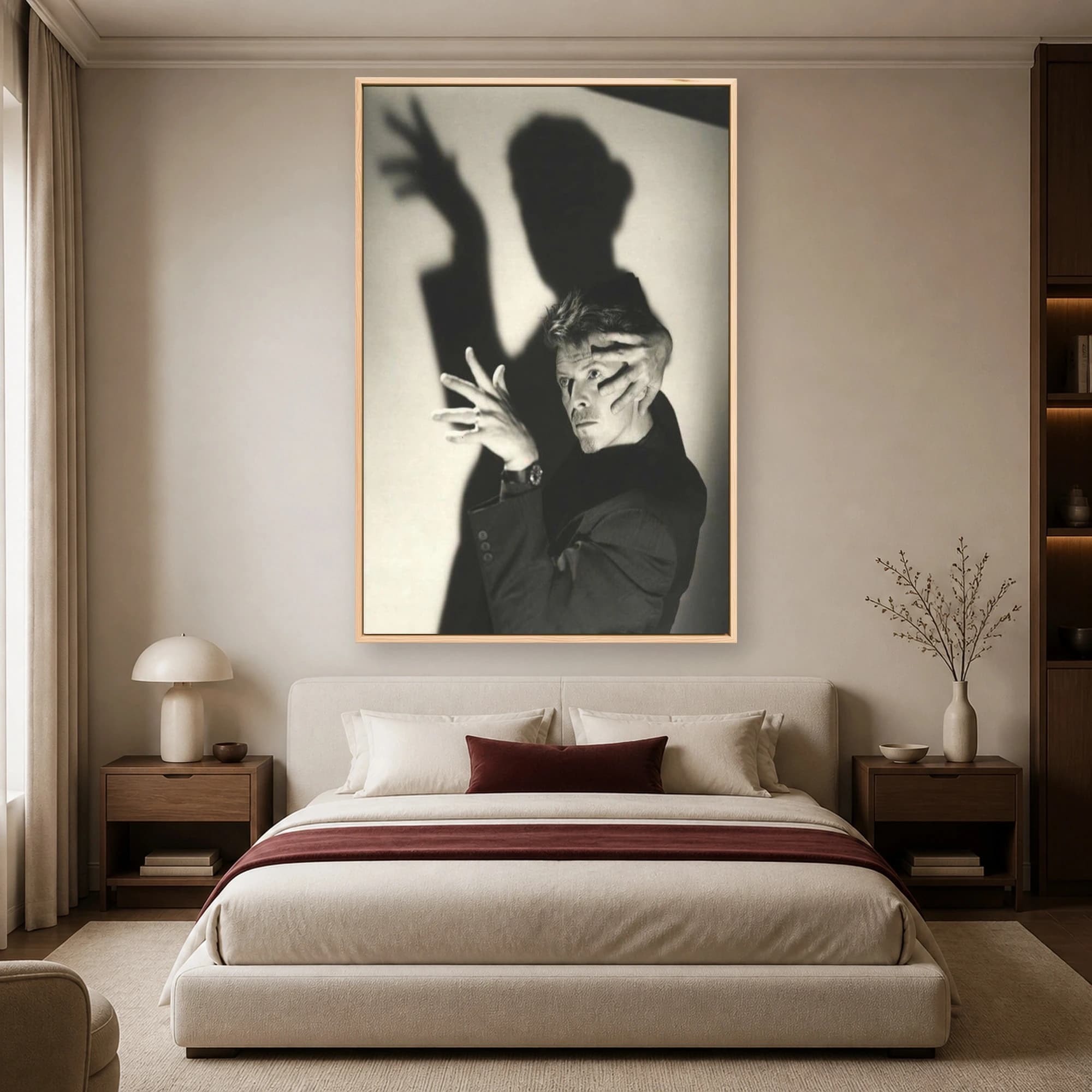David Bowie Dramatic Shadow Black and White Photography Print, view 4