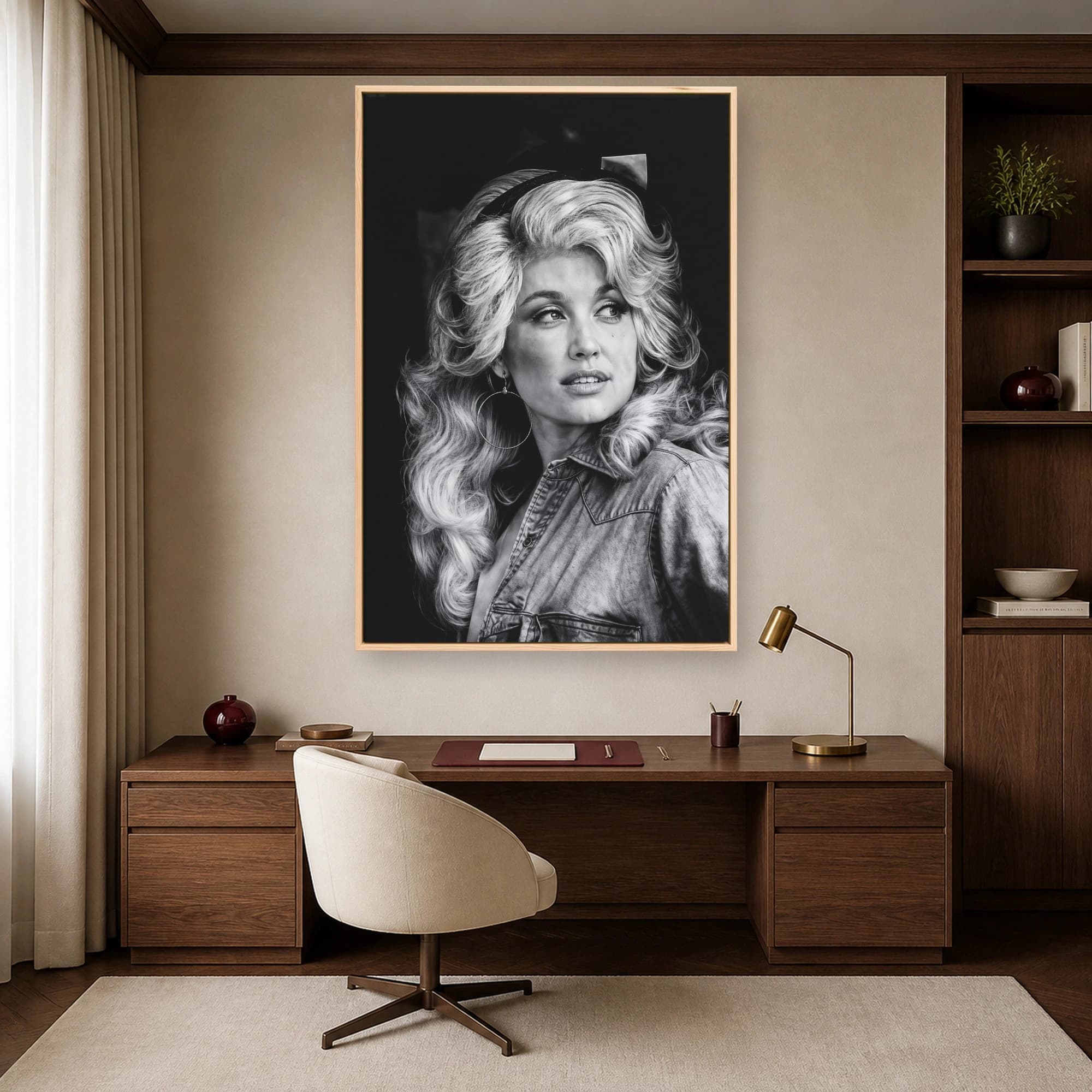 Dolly Parton Vintage Monochrome Portrait Wall Art, view 7