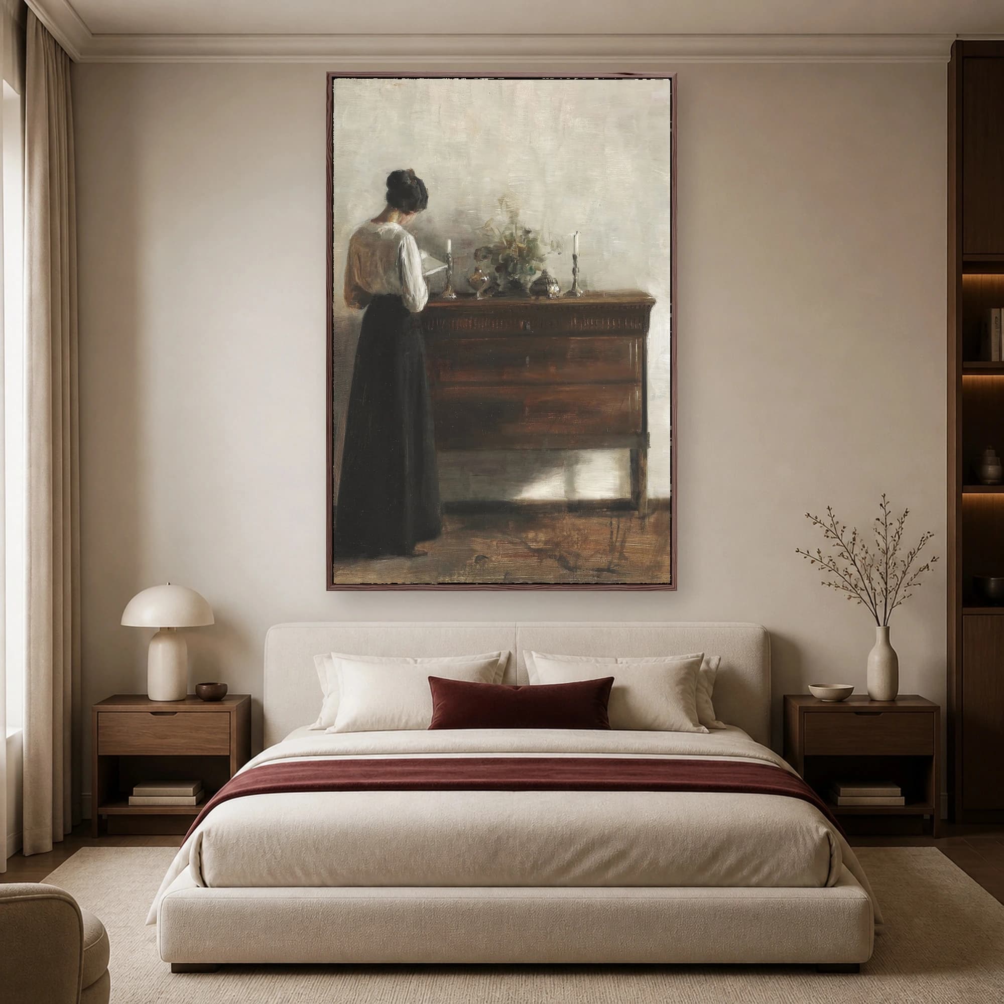 Woman Reading by a Dresser Fine Art Canvas Print, view 4