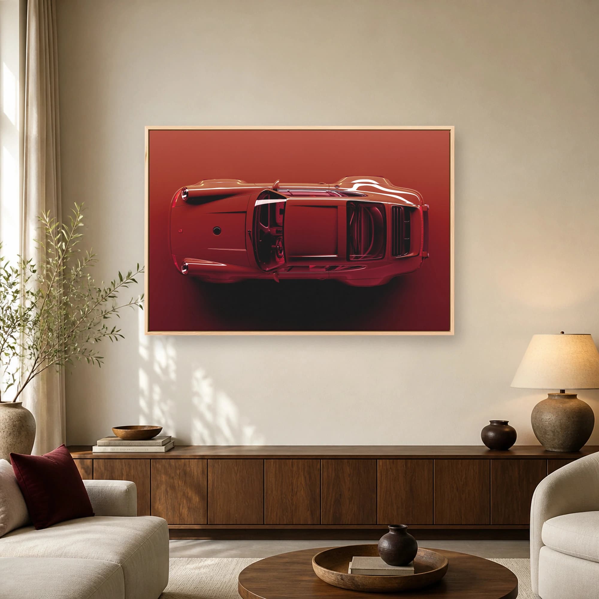Red Porsche Overhead Sports Car Wall Art, view 2