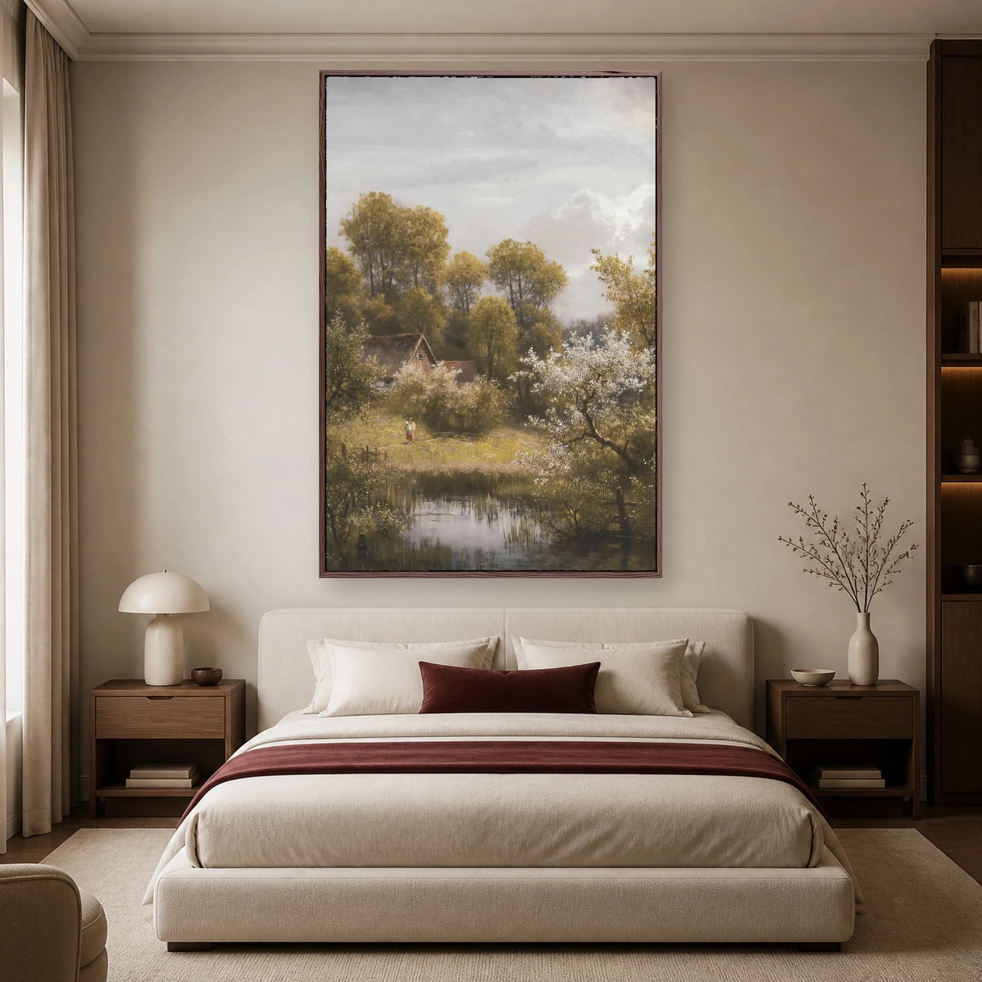 Spring Landscape with Cottage and Pond Canvas Print, view 4